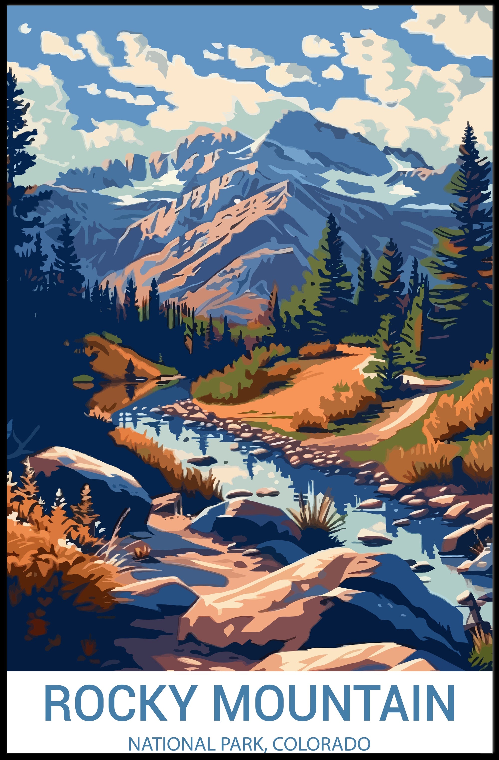 Rocky Mountain Adventure in Vintage National Park Poster