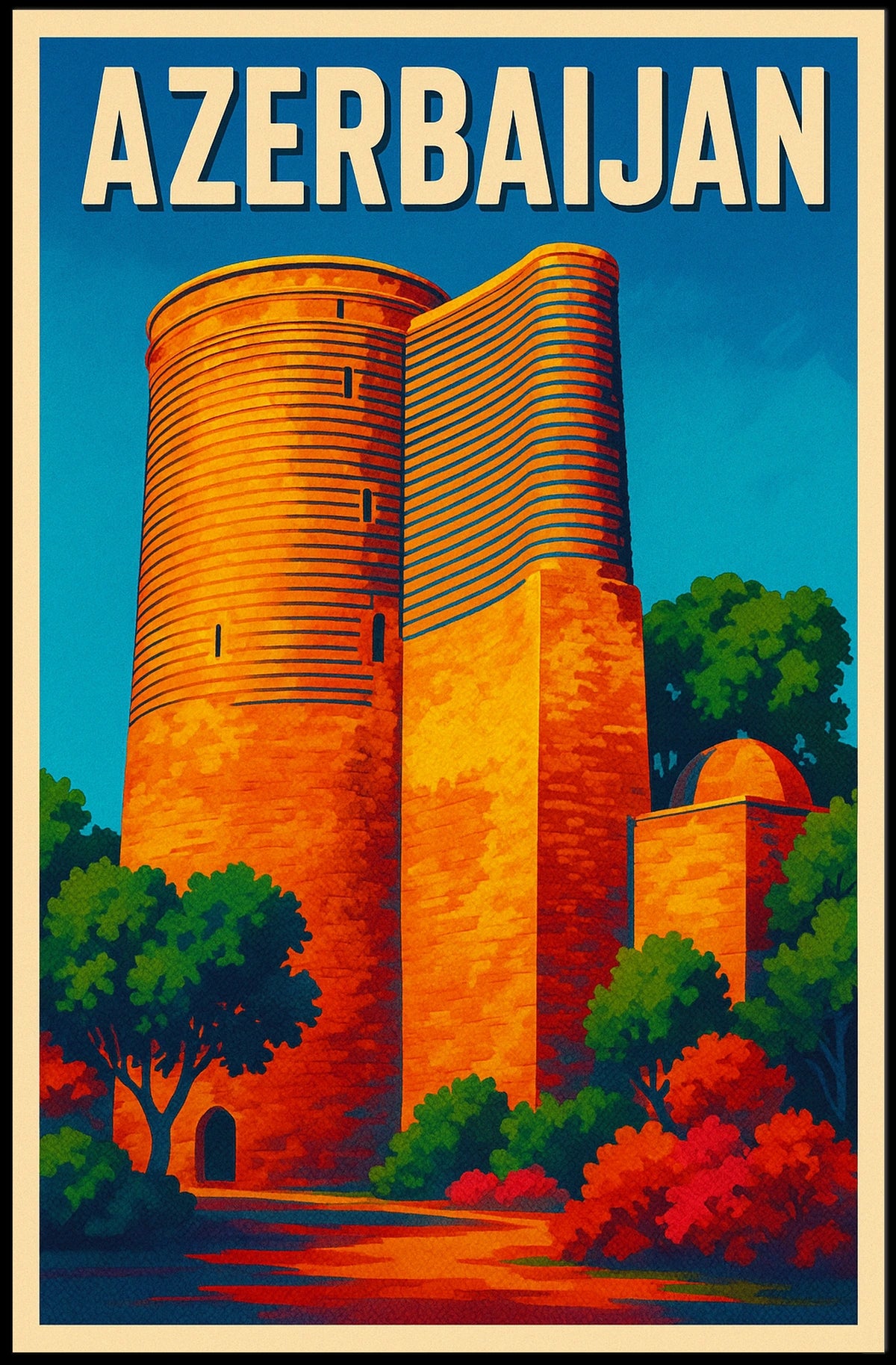 Azerbaijan Iconic Landmark Poster