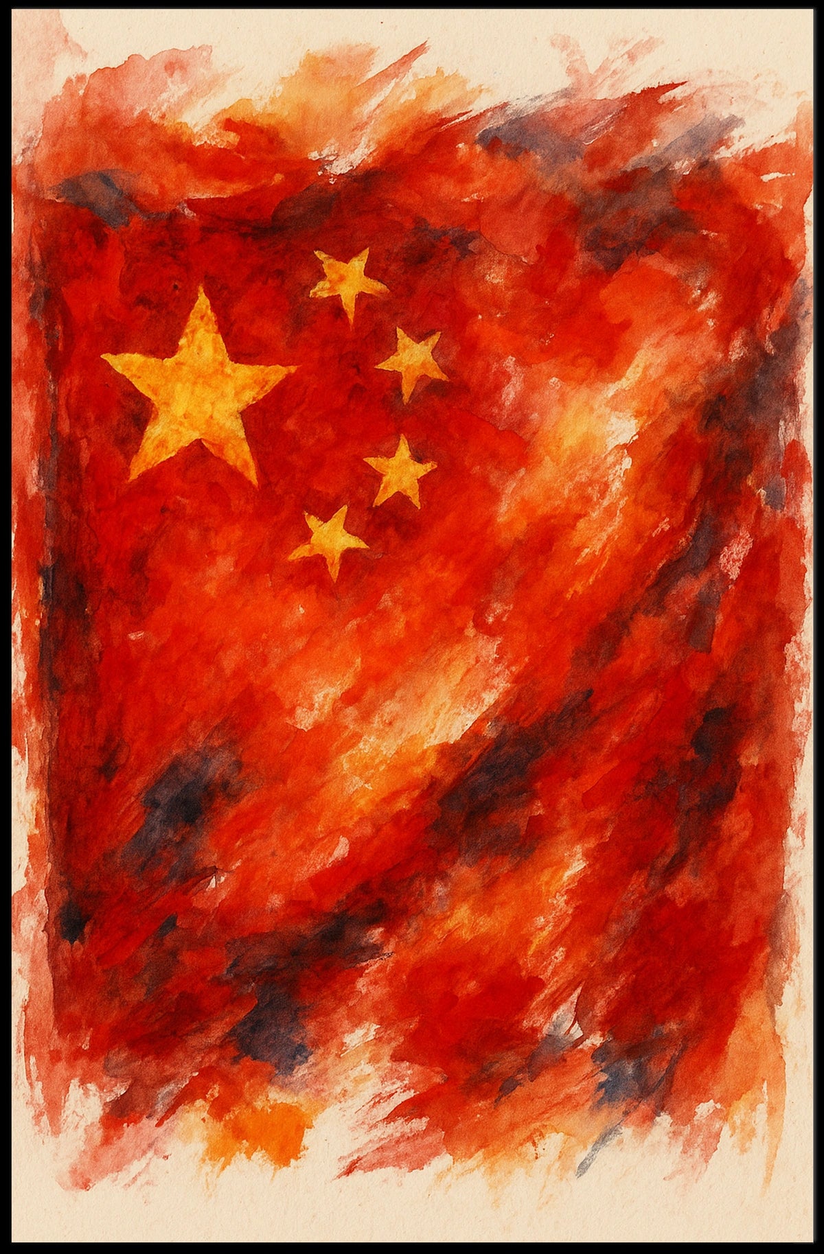 Abstract Chinese Flag Abstract Poster