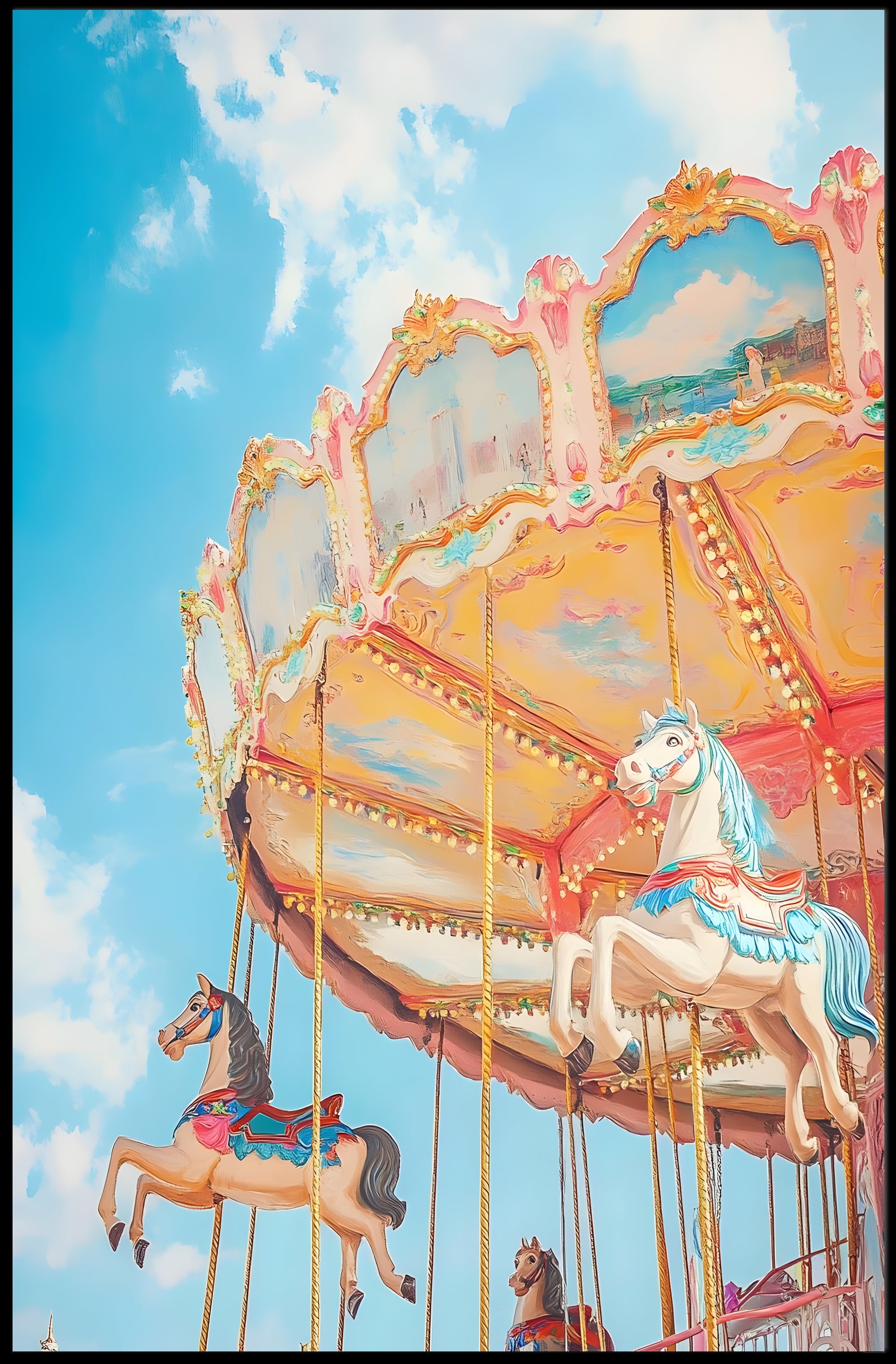 Carousel Whimsical Poster Vintage Carnival Wall Art