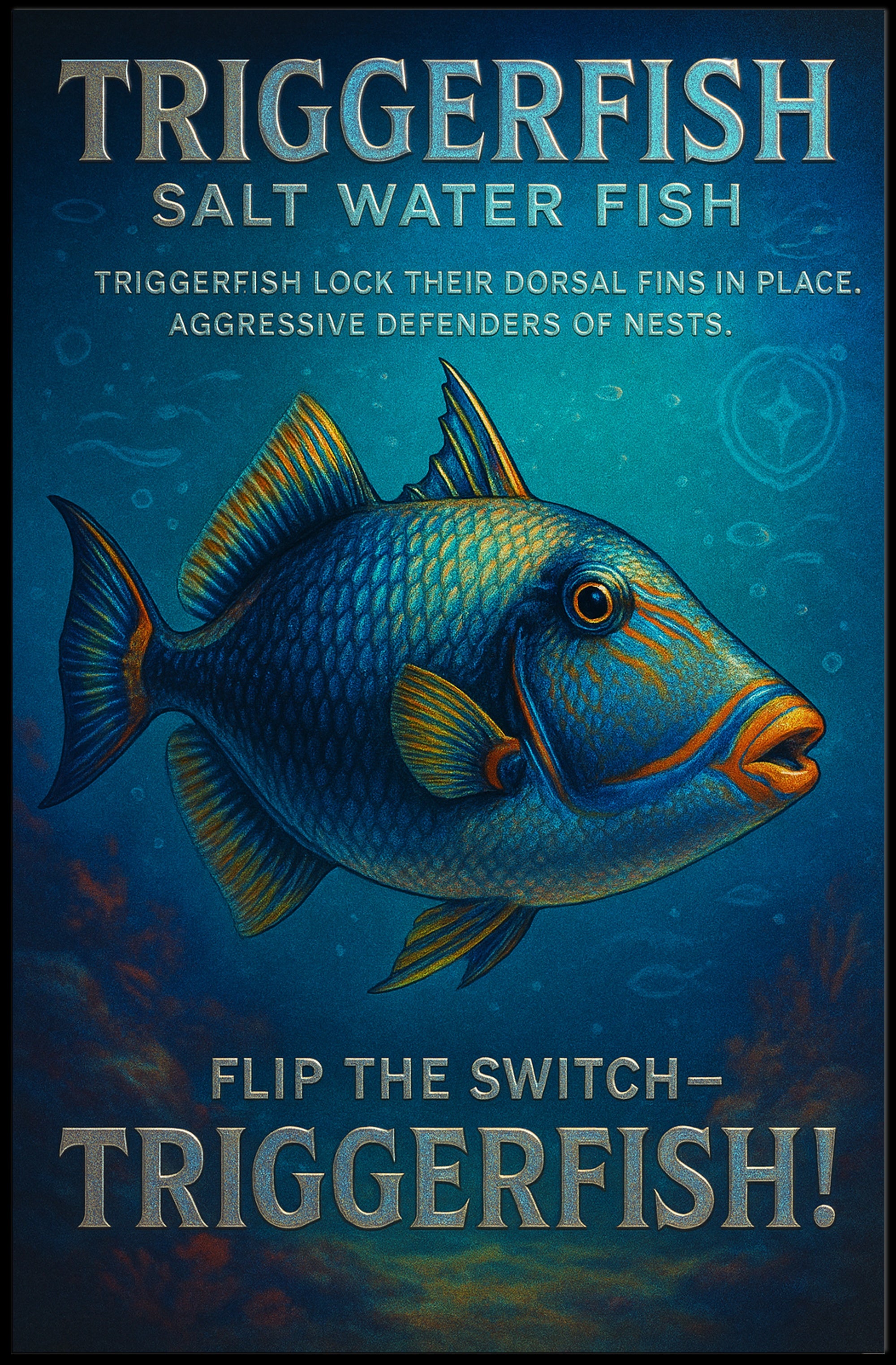 Triggerfish Ocean Art Print: Educational Animal Poster