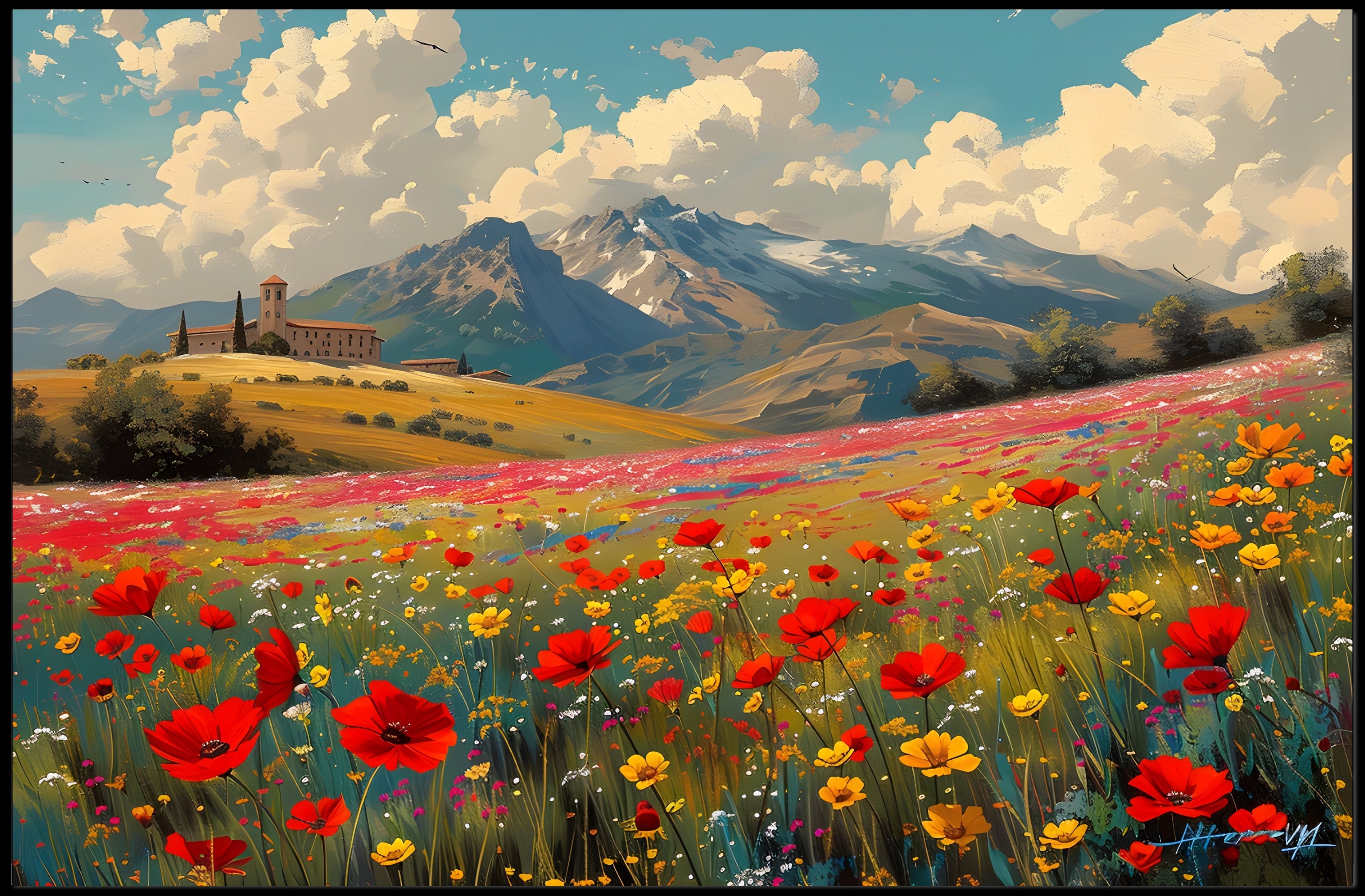 Serene Mountain Meadow Poster
