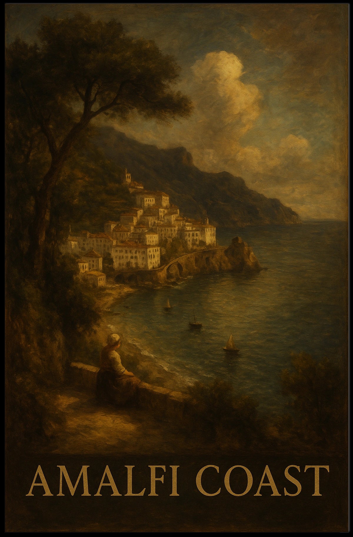 Amalfi Coast Poster Wall Art For Coastal Decor Travel Gift