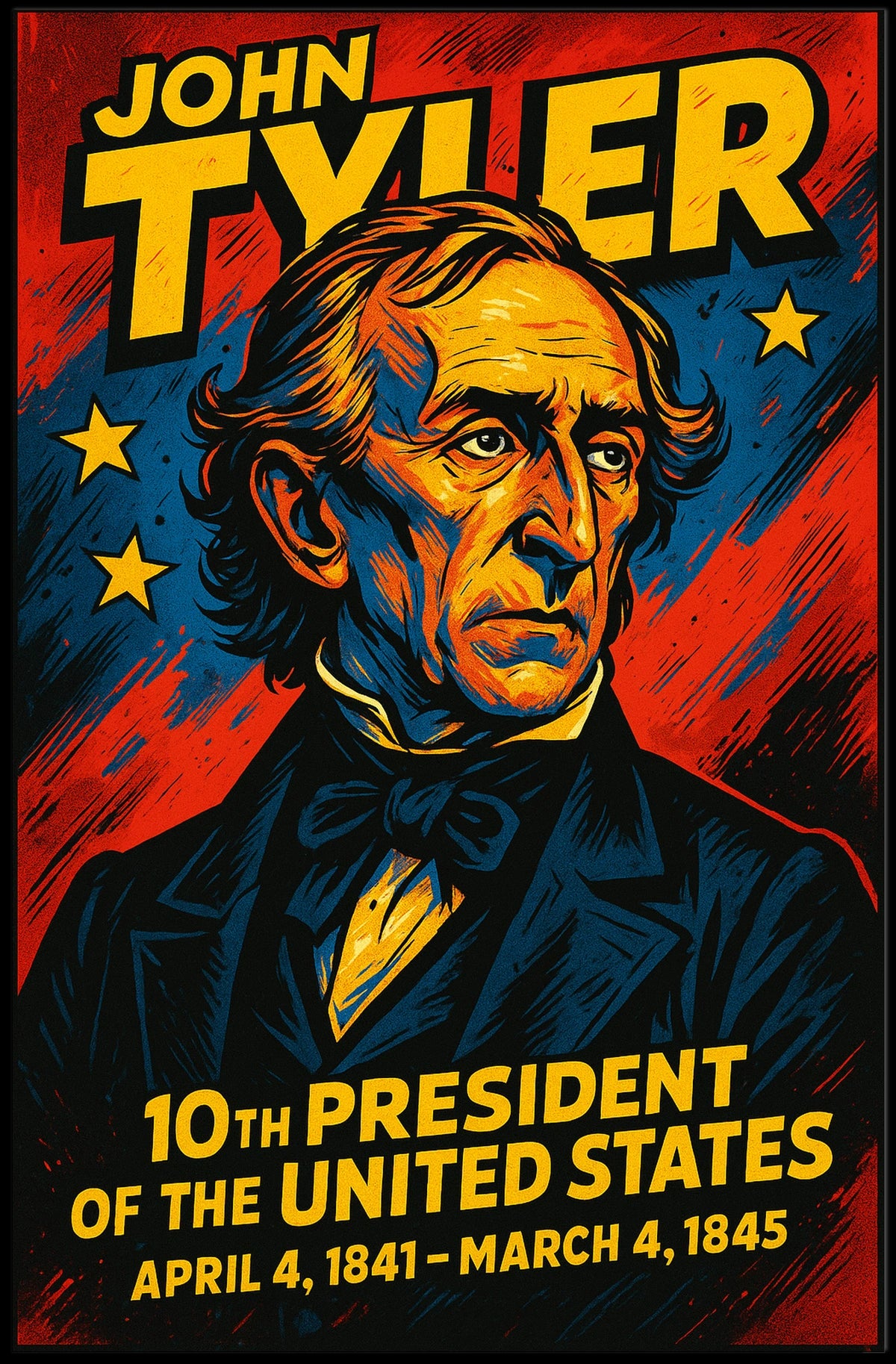 John Tyler 10Th President Poster Wall Art Historical Decor