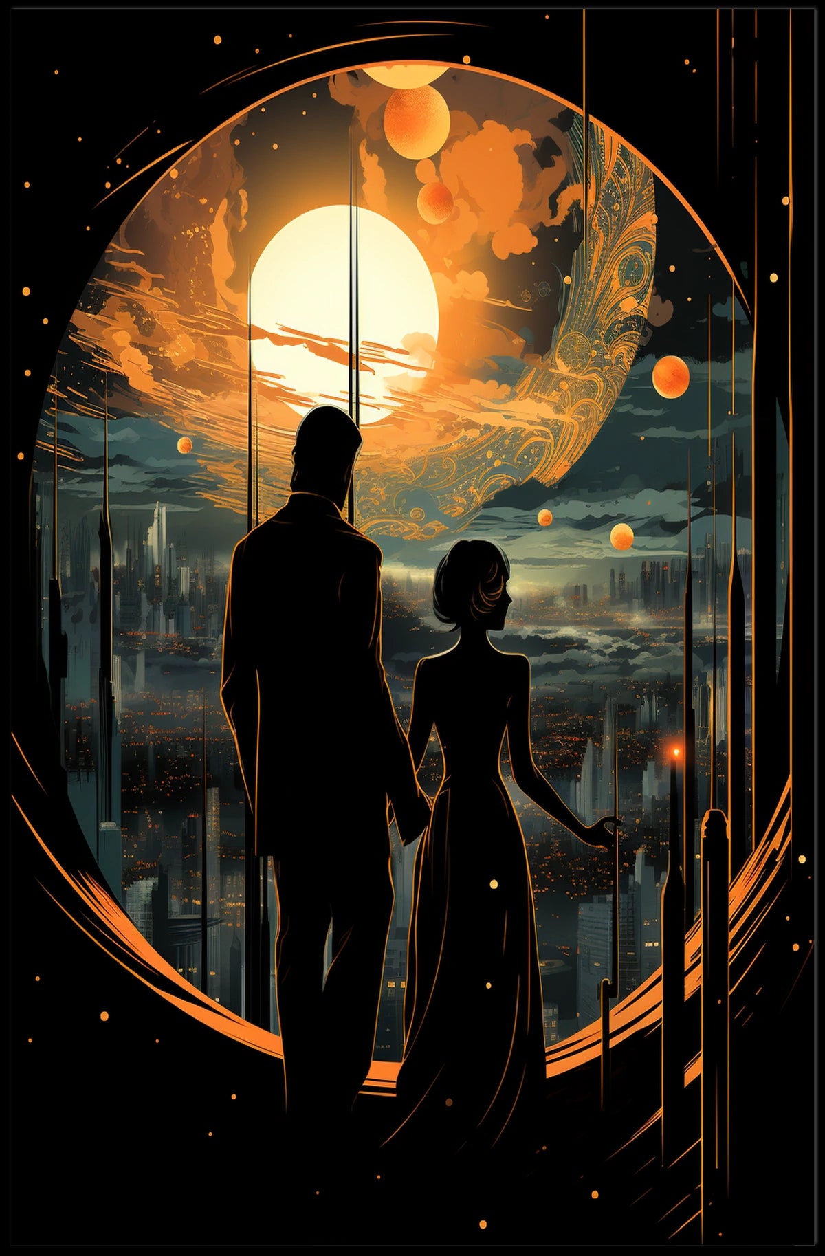Celestial Cityscape Poster