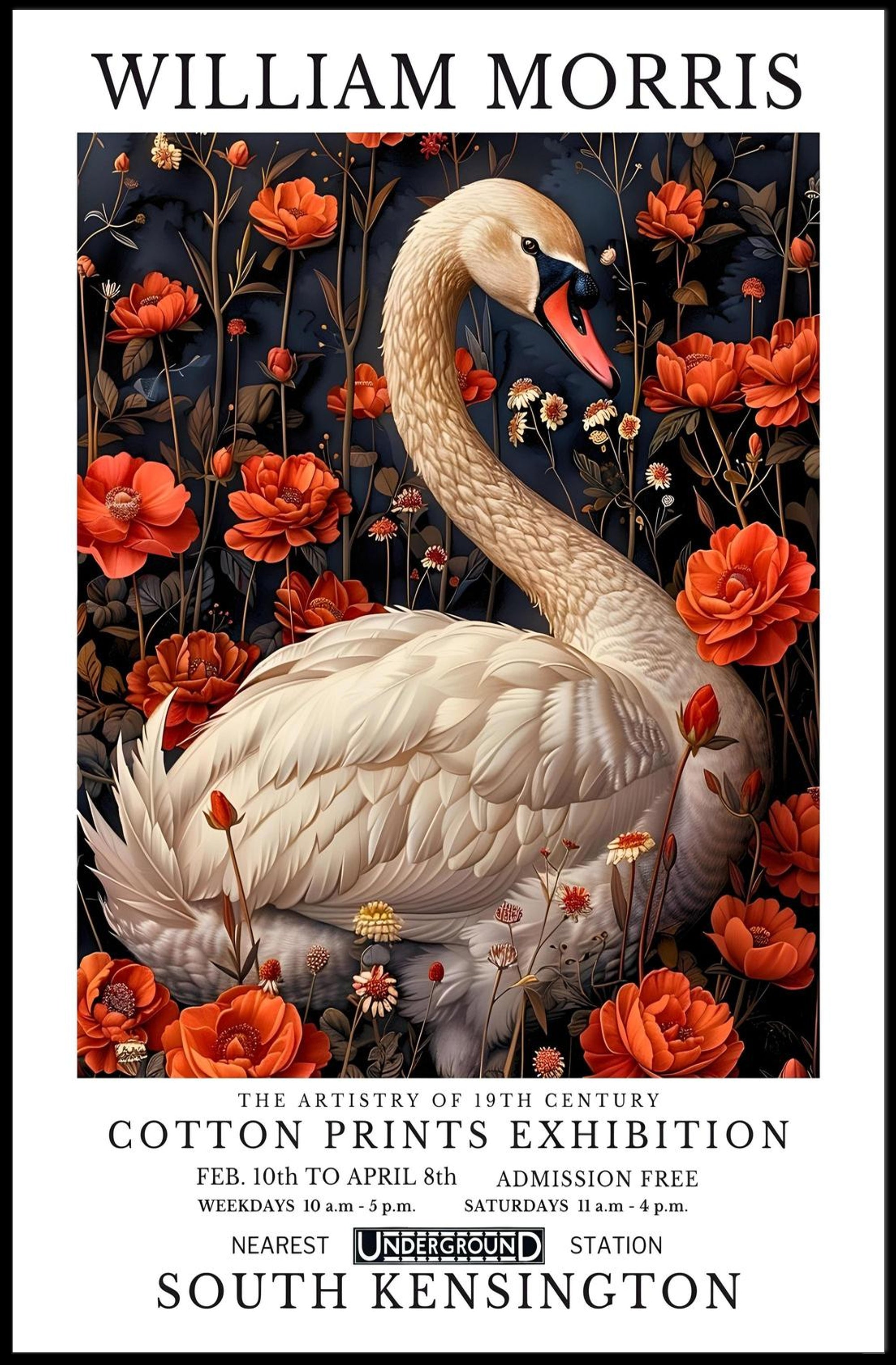 William Morris Exhibition Vintage Art Poster
