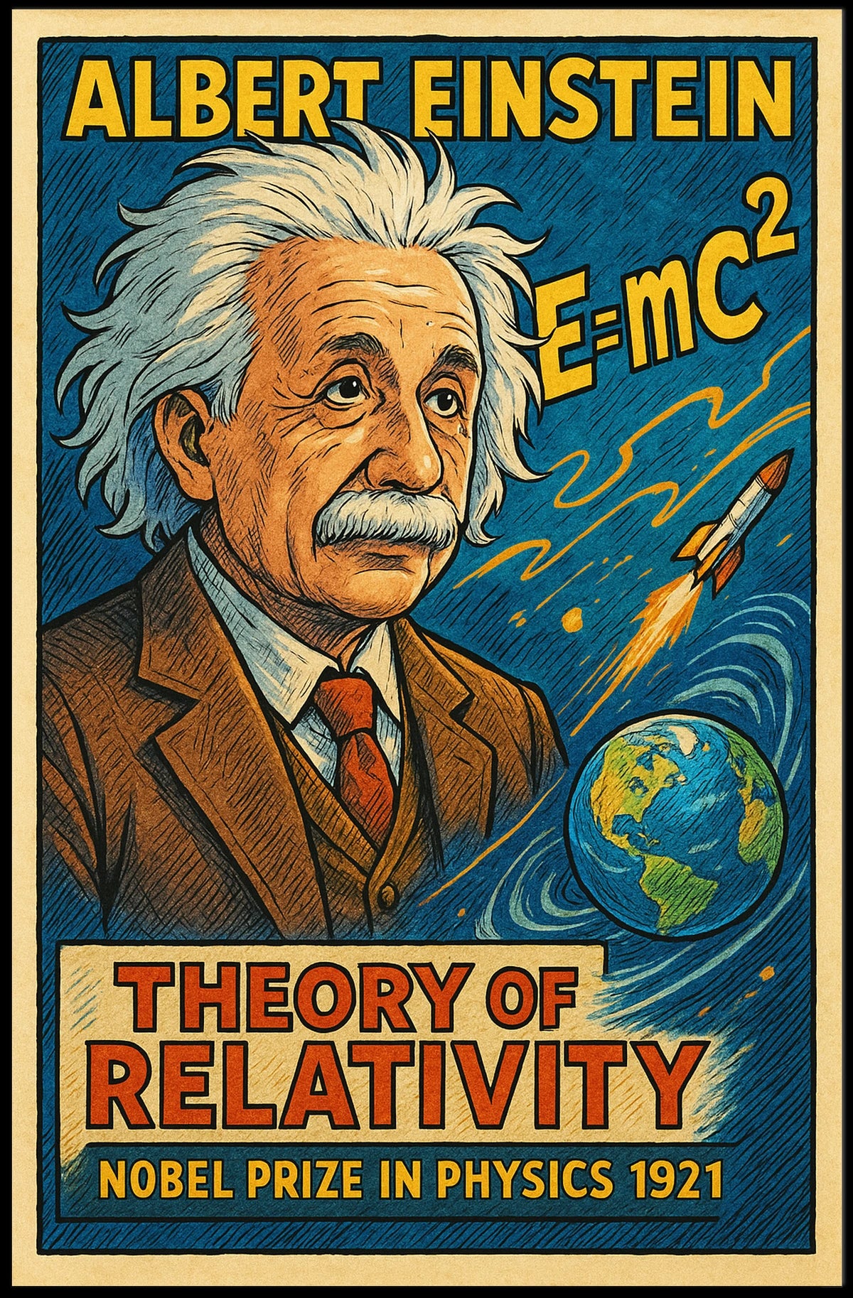 Einstein Vintage Scholarly Portrait Poster