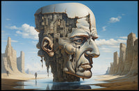 Surreal Desert Urban Head Artistic Poster