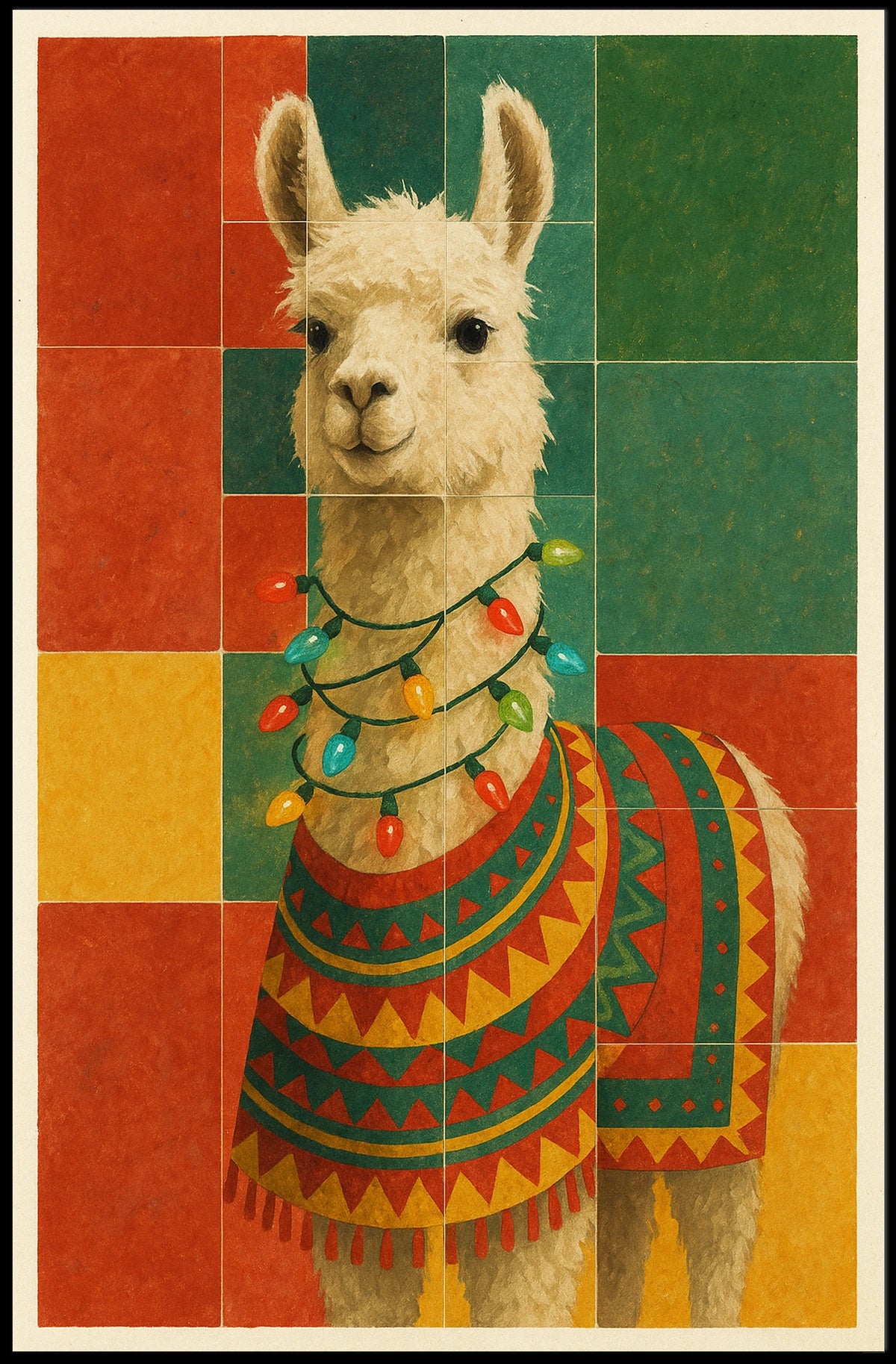 Festive Llama Celebration Poster