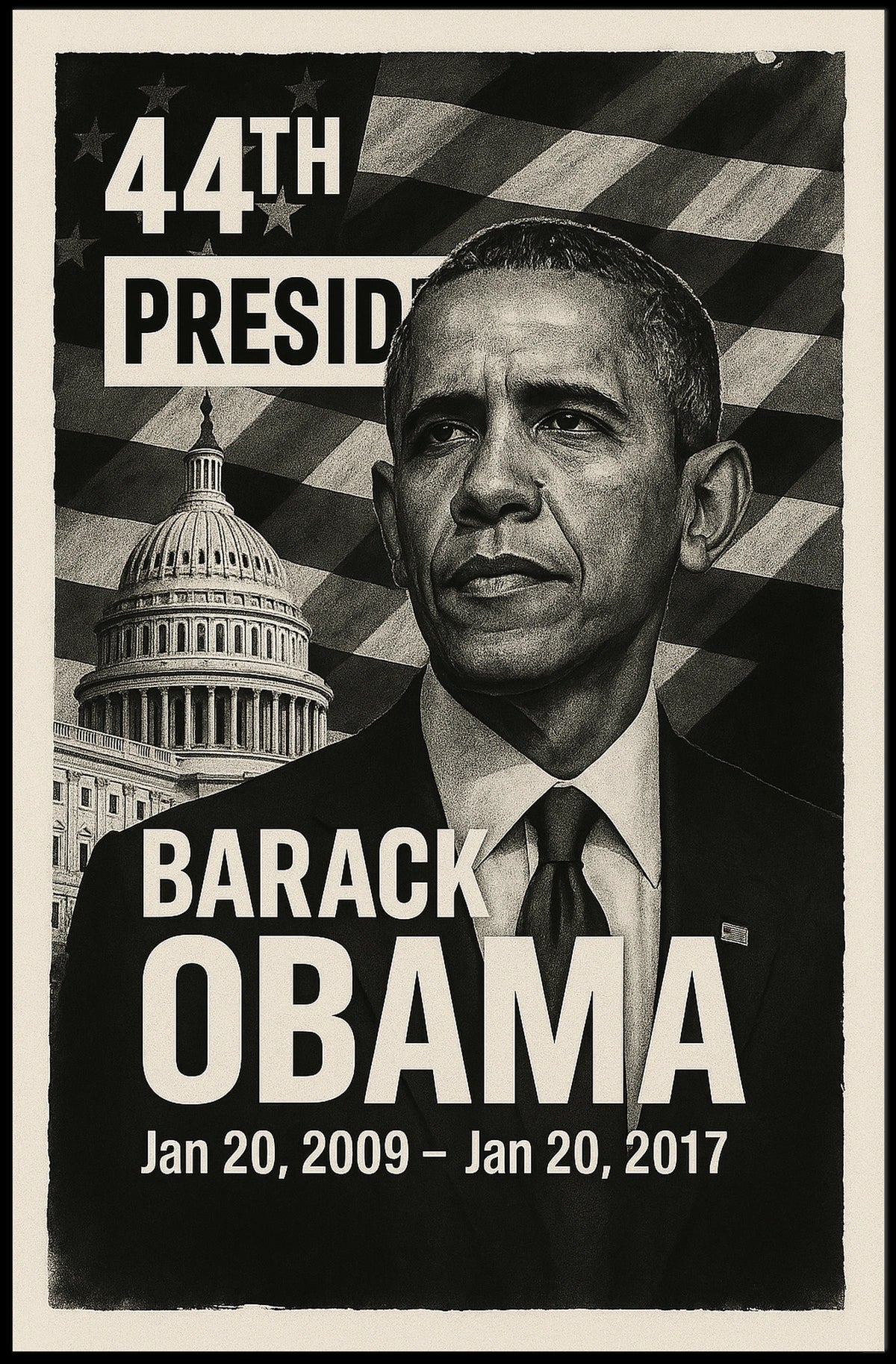 Barack Obama 44th President of the United States Digital Montaje Poster