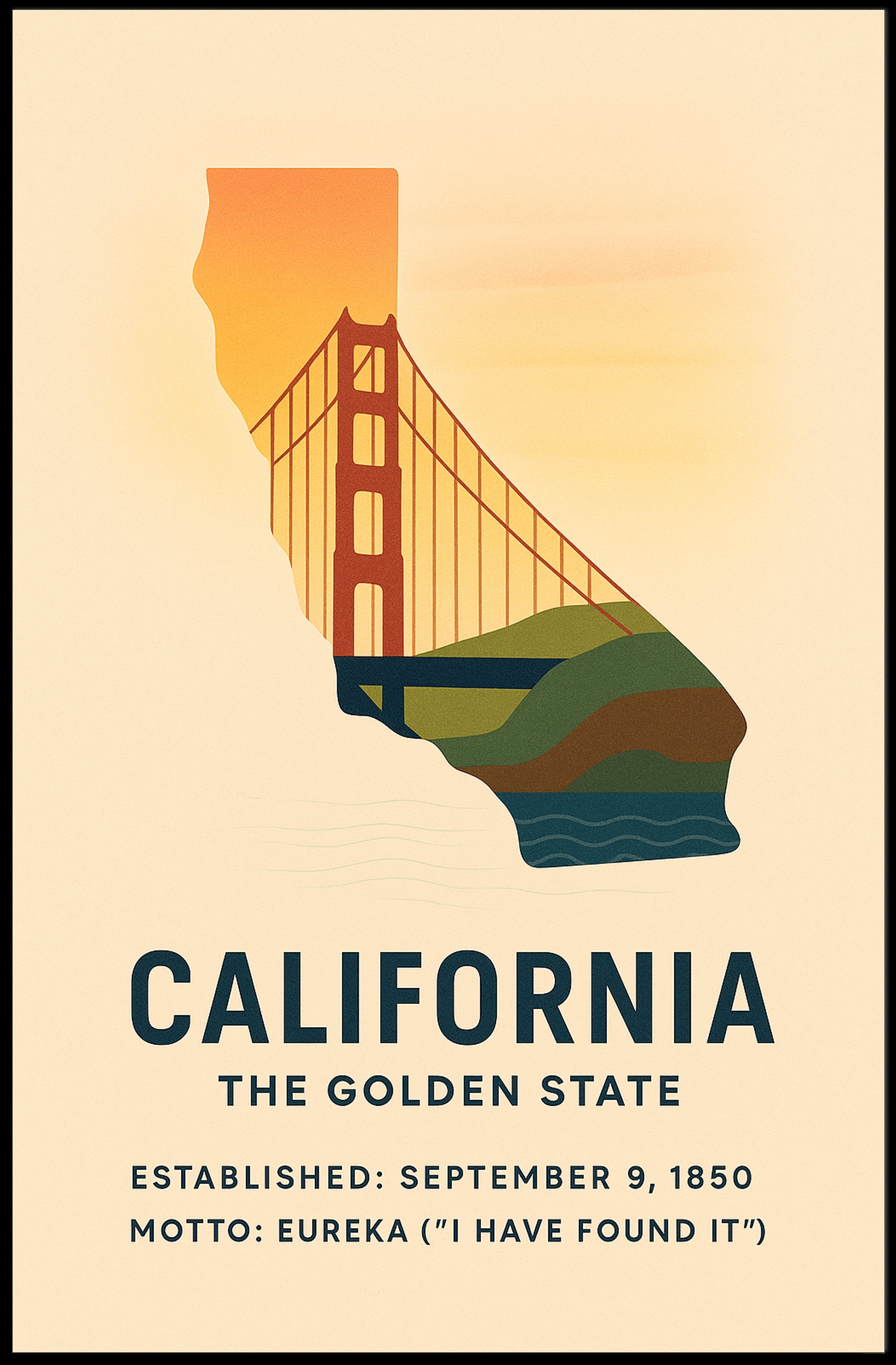 California Vintage Style Art Poster - Cultural or Heritage Poster