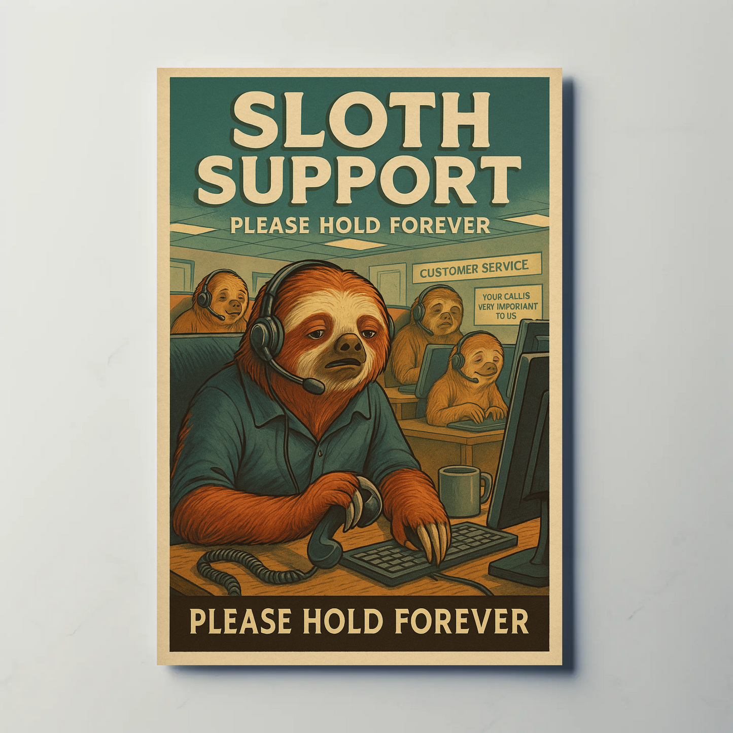 Sloth Support Hold Forever Parody Poster