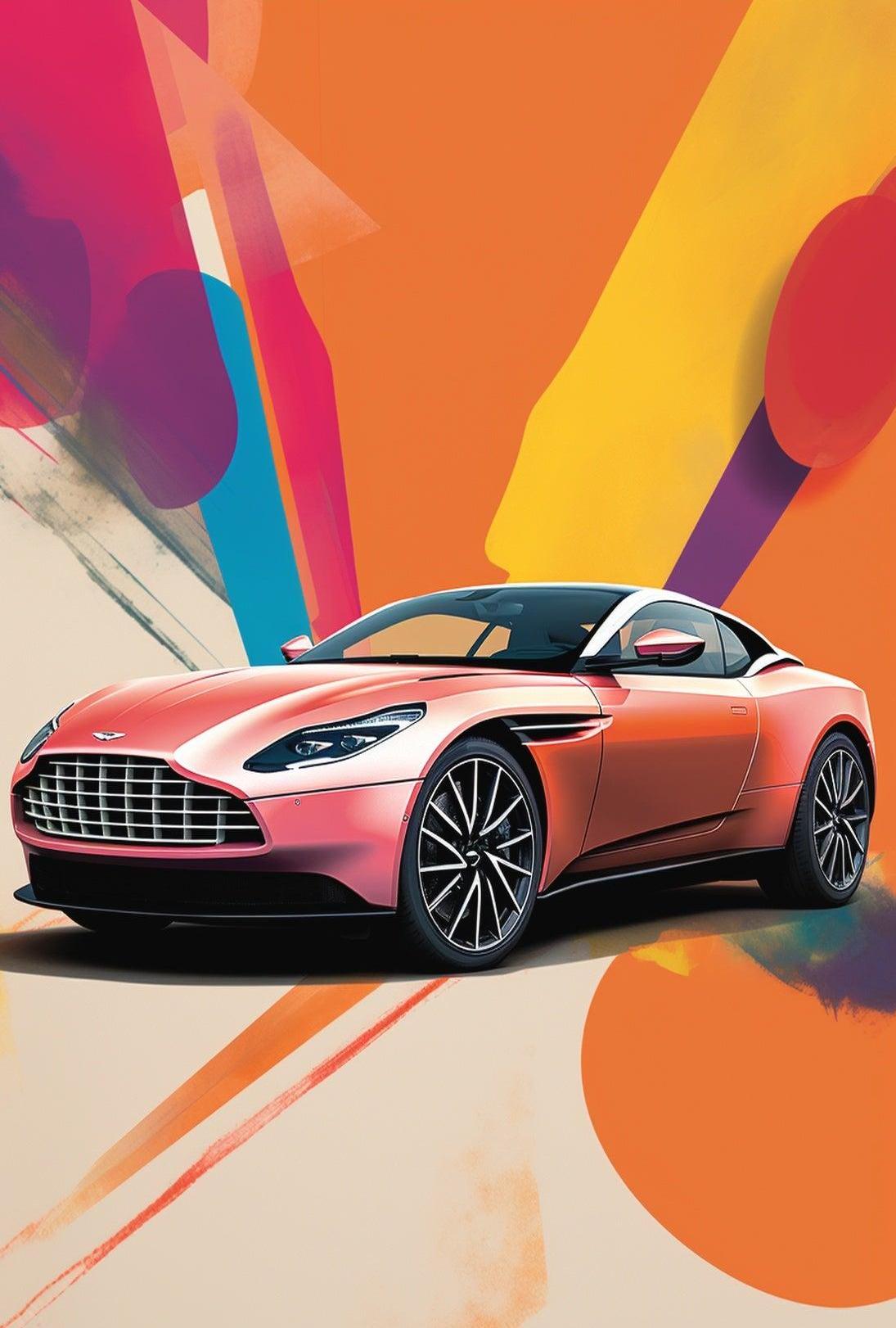 Luxury Sports Car Vibrant Abstract, Artistic, or Pop Culture Poster