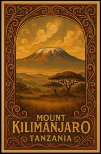Kilimanjaro Tanzania Vintage Travel Explorer Poster