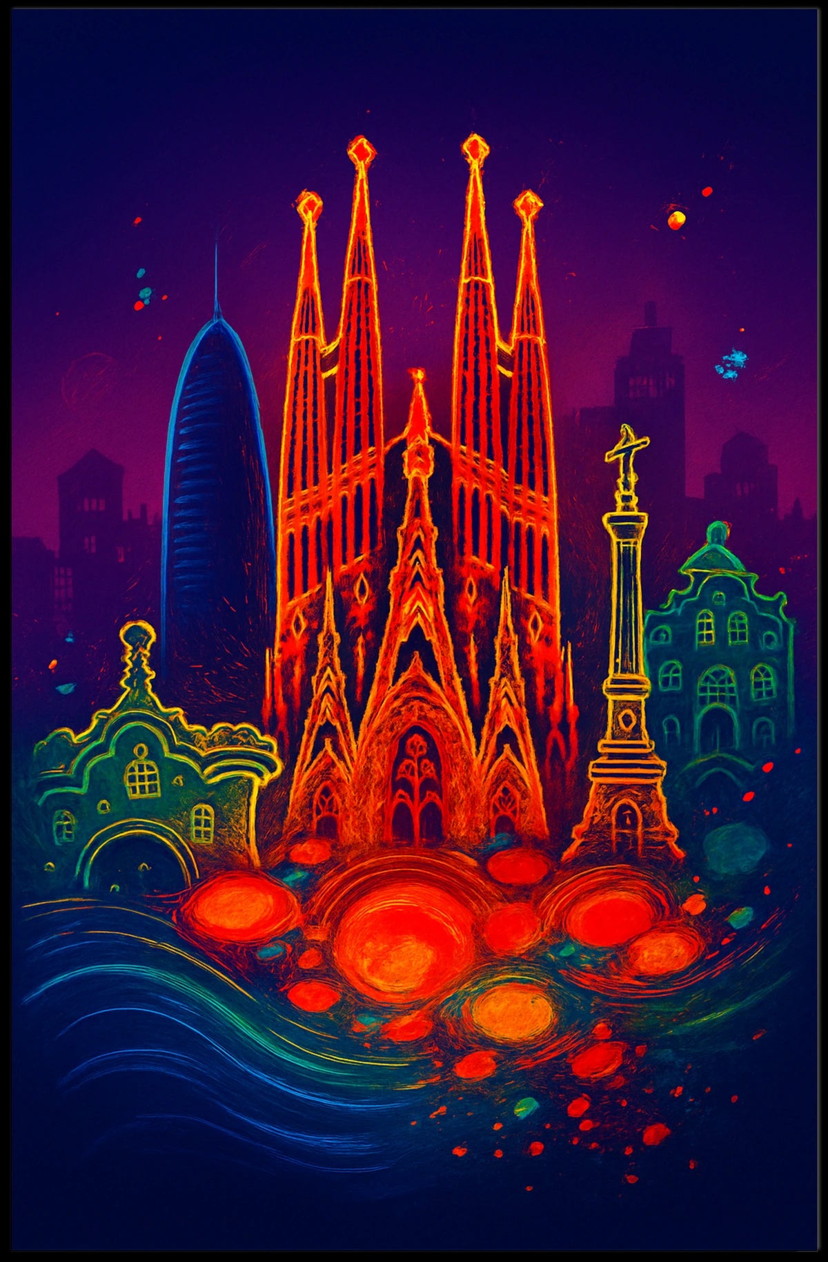 Barcelonas Iconic Landmarks Poster