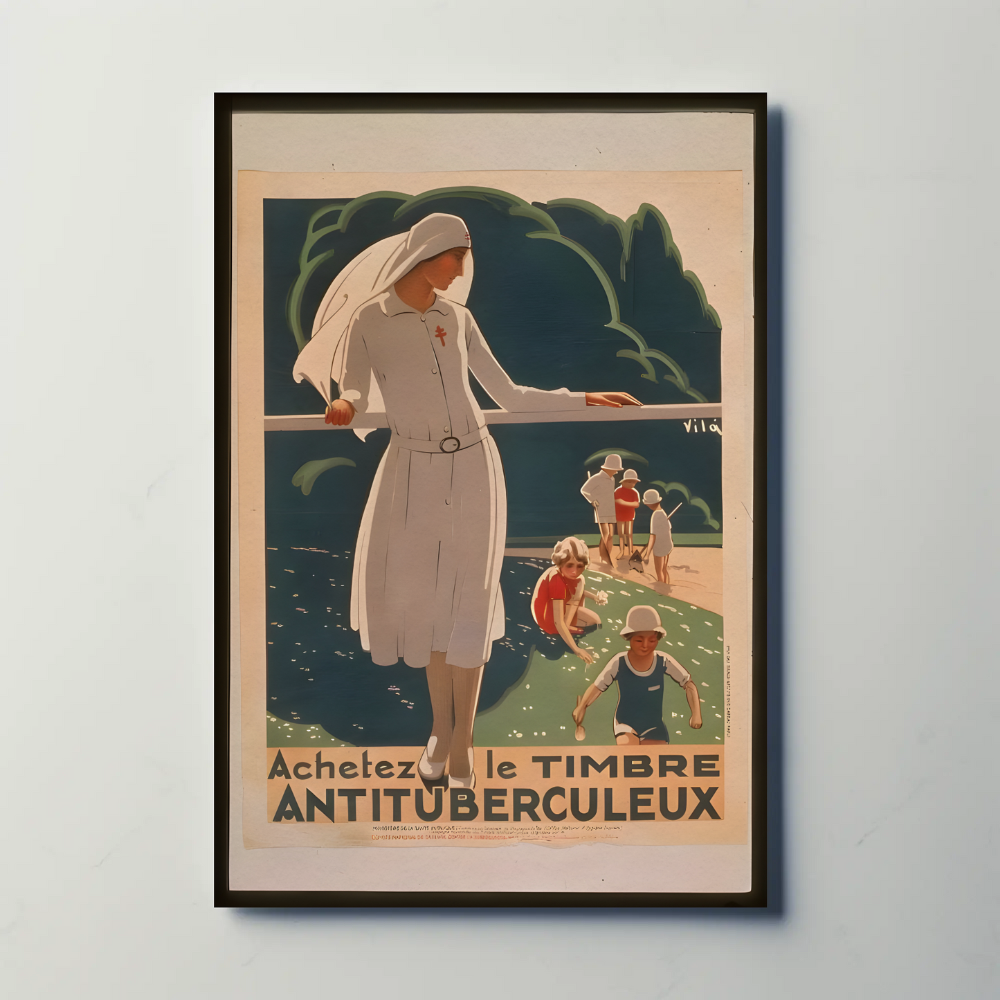 French Anti Tuberculosis Stamp Health Vintage Travel Poster