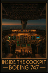 Inside the Cockpit Boeing 747 Poster