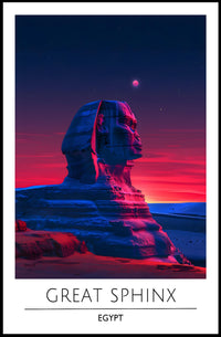 Great Sphinx Poster Under Surreal Night Sky - Fantasy Poster