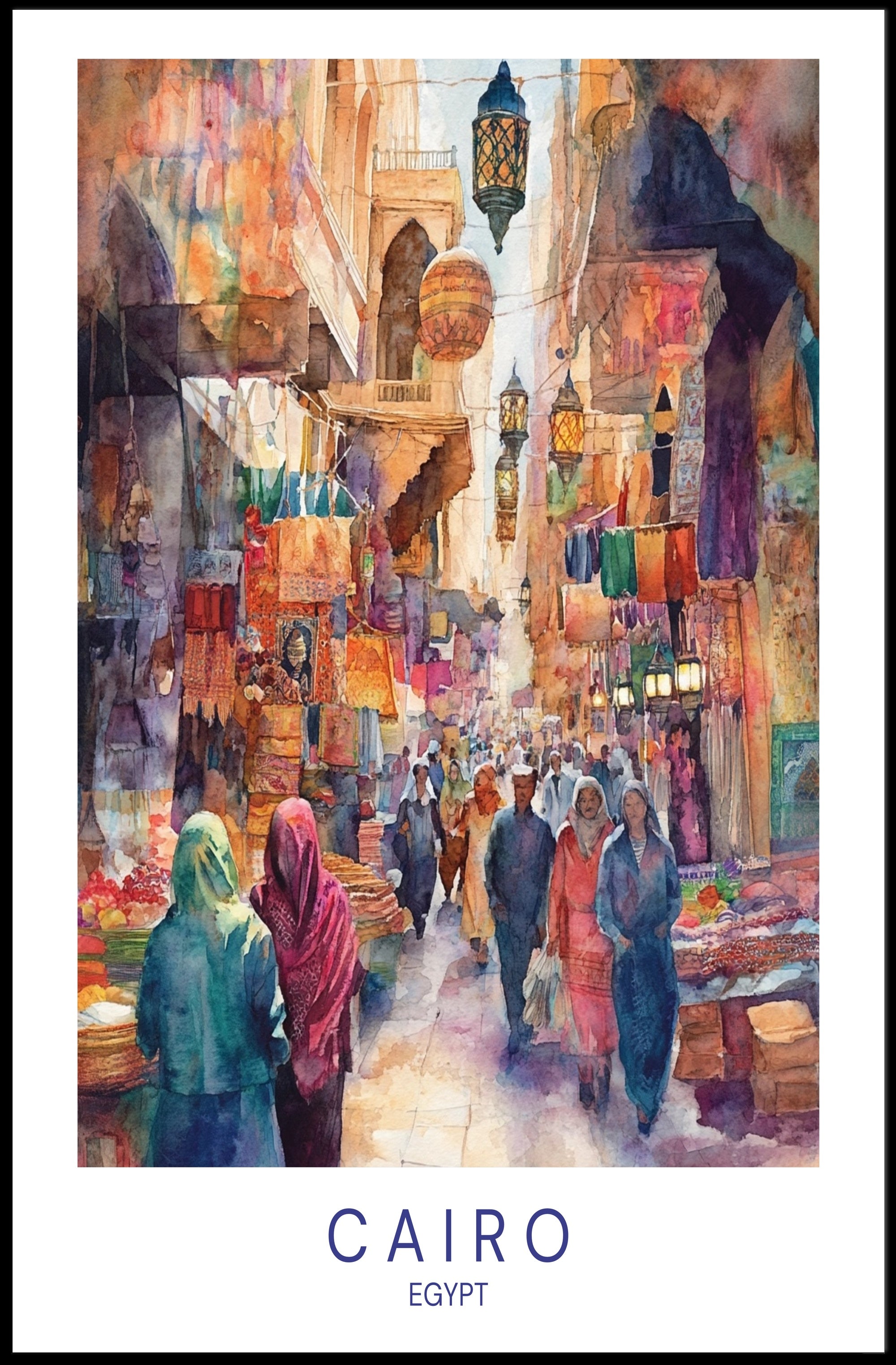 Cairo Market Scene Poster PosterGoat