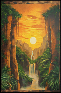 Majestic Waterfall Tropical Landscape Art Poster