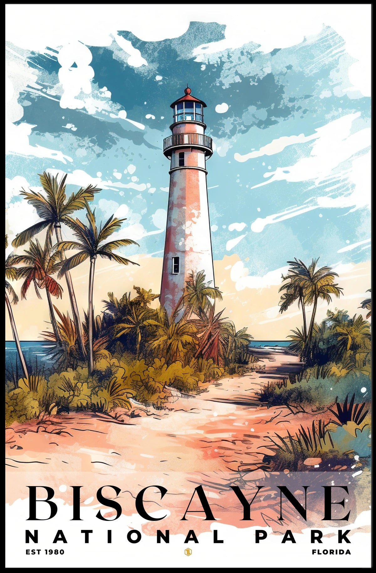 Biscayne Watercolor Wall Art Poster