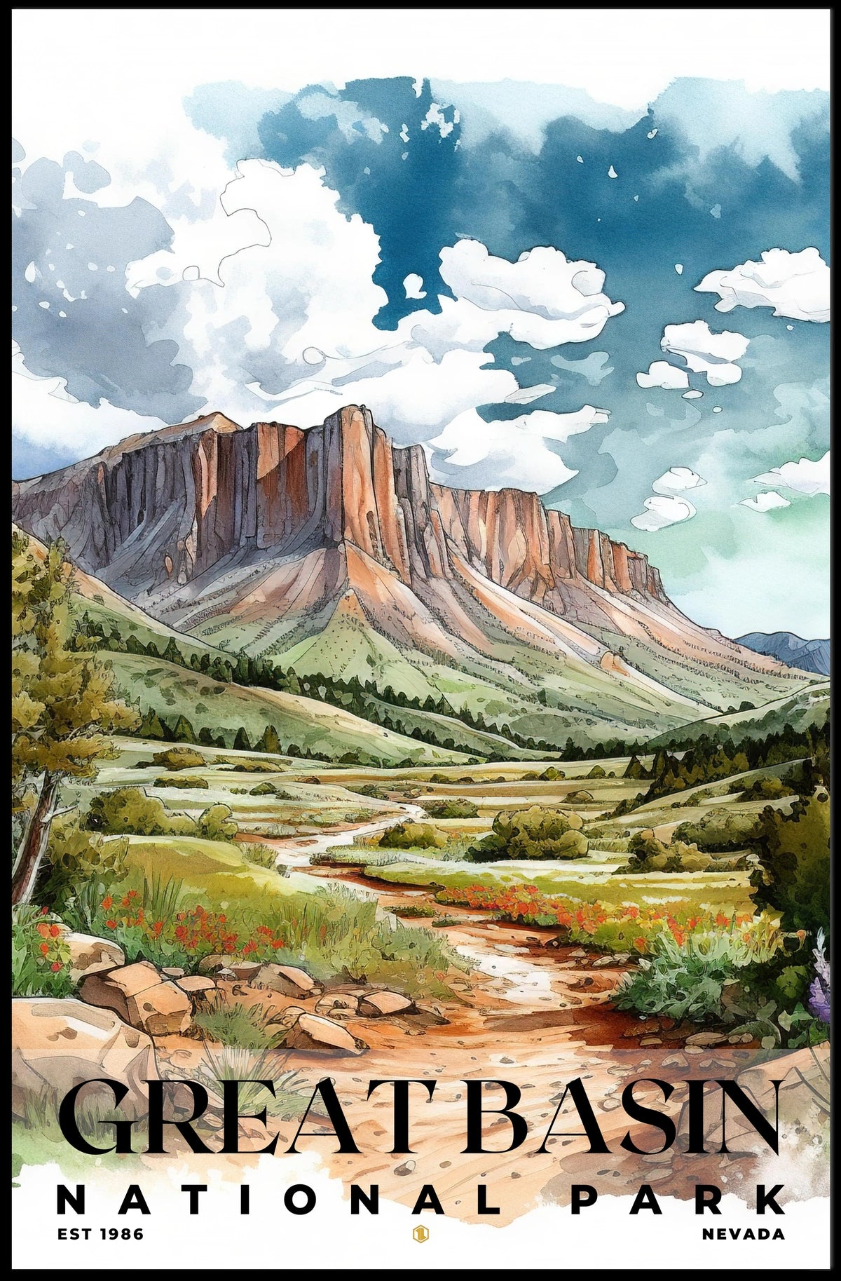 Great Basin Watercolor Wall Art Poster