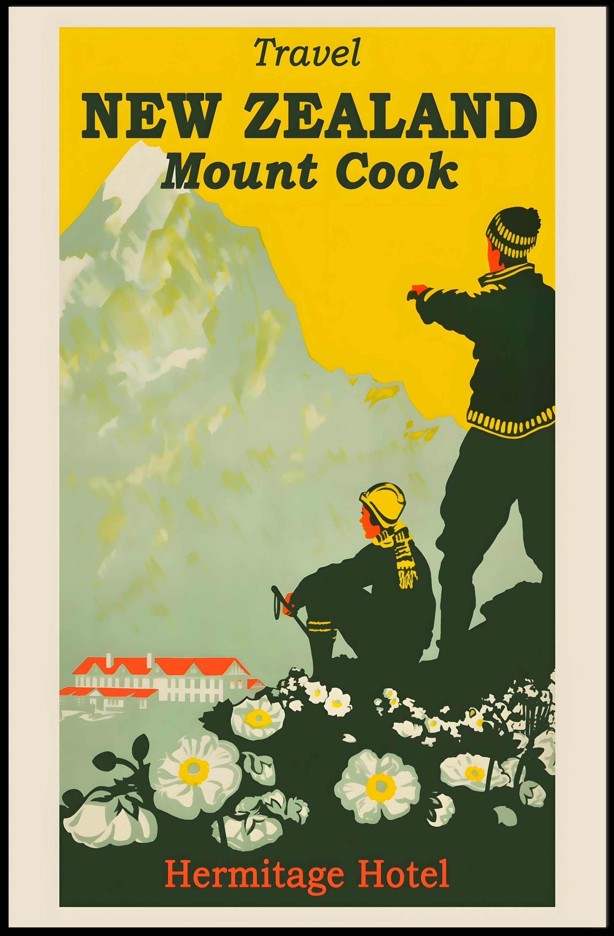 Mount Cook Travel Poster Vintage-Style Landscape