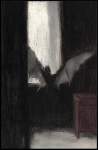 Dark Bat Window: Eerie Gothic Artistic Poster PosterGoat