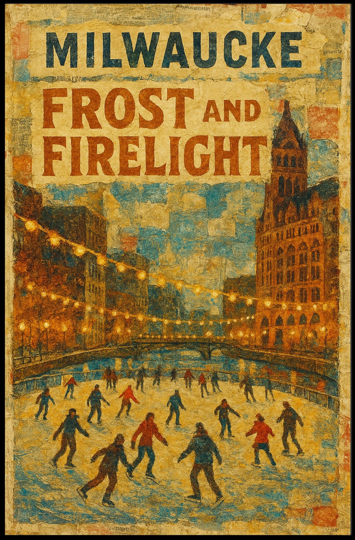 Milwaukee Nightscape City Scene Night Photography Souvenir Poster