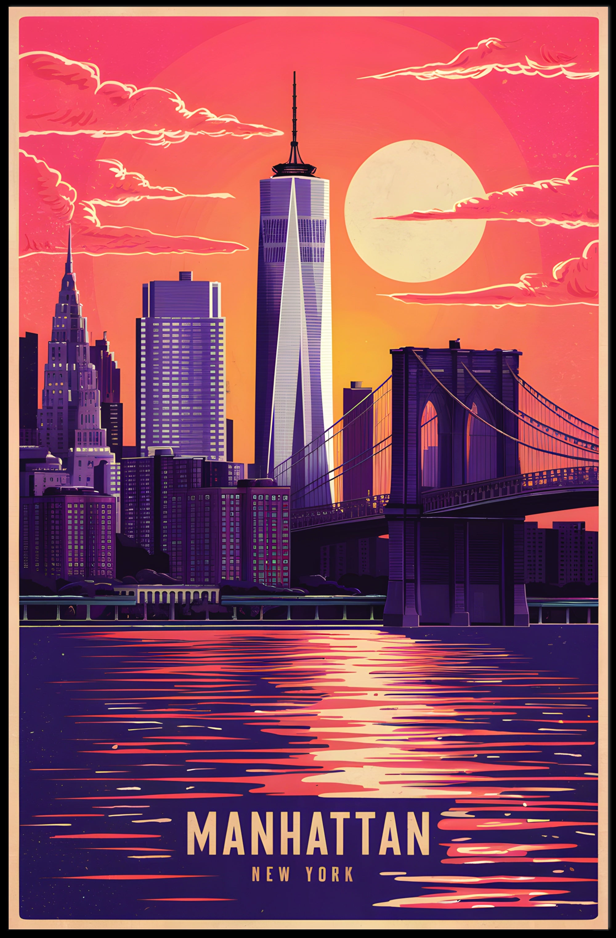 Manhattan Skyline at Sunset Poster