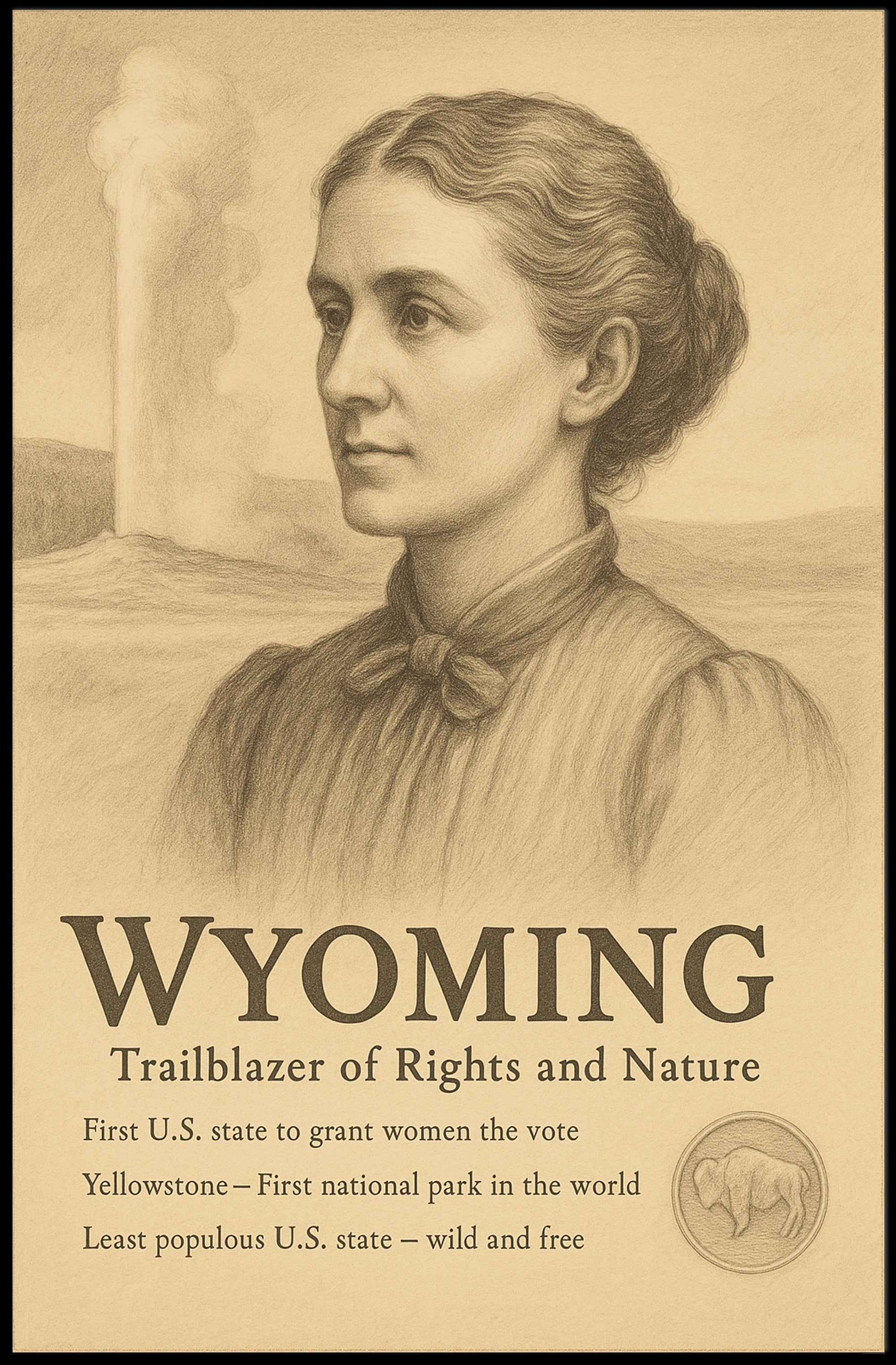 Wyoming Trailblazer of Rights and Nature Poster PosterGoat