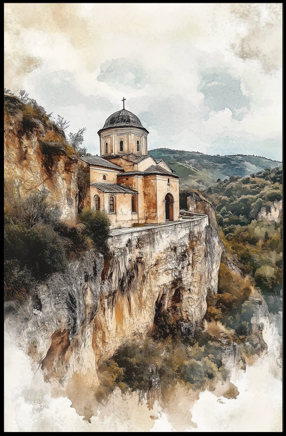 Moldova Orheiul Vechi Monastery Landscape View Poster