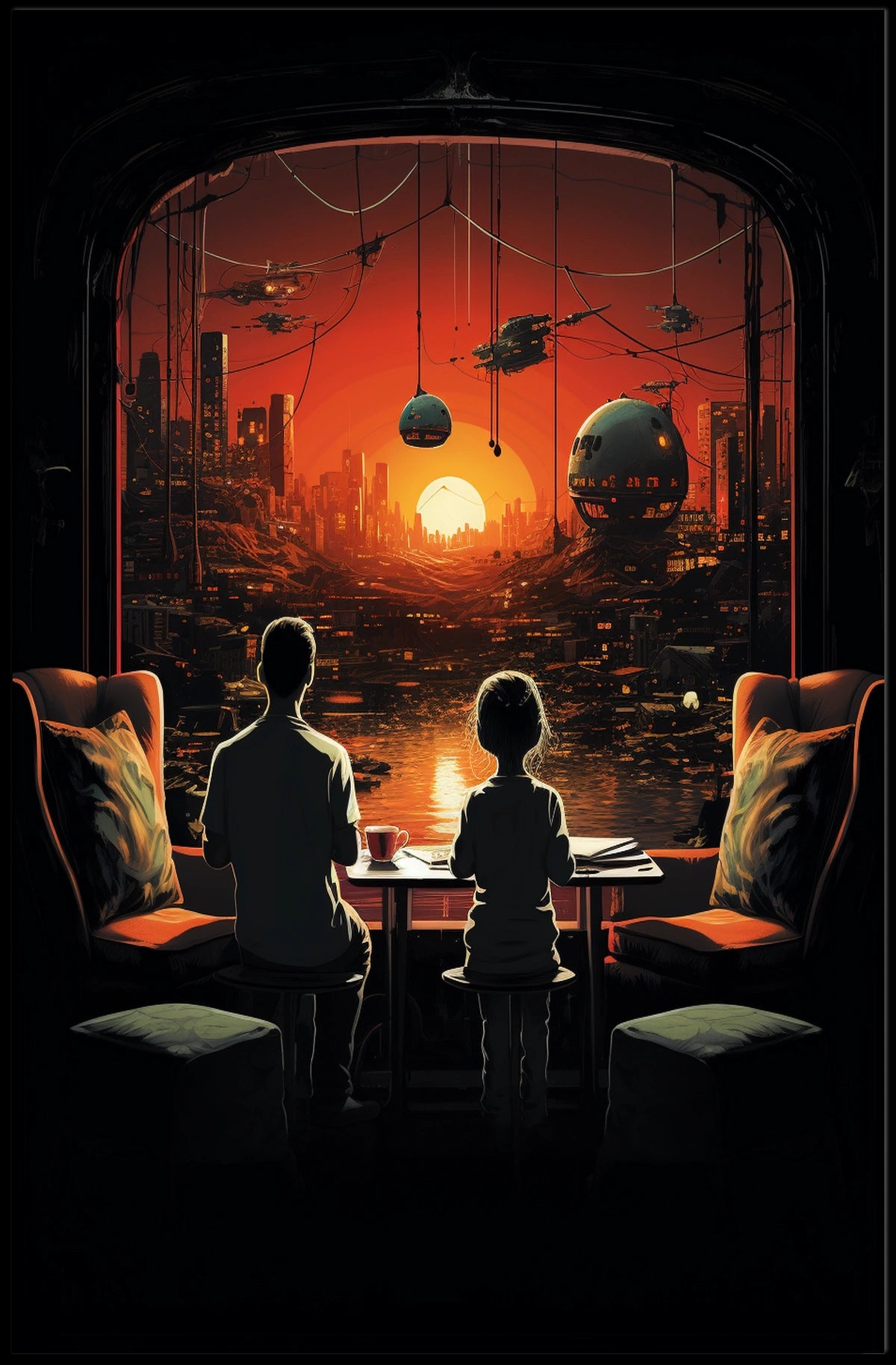 Futuristic Sunset Poster