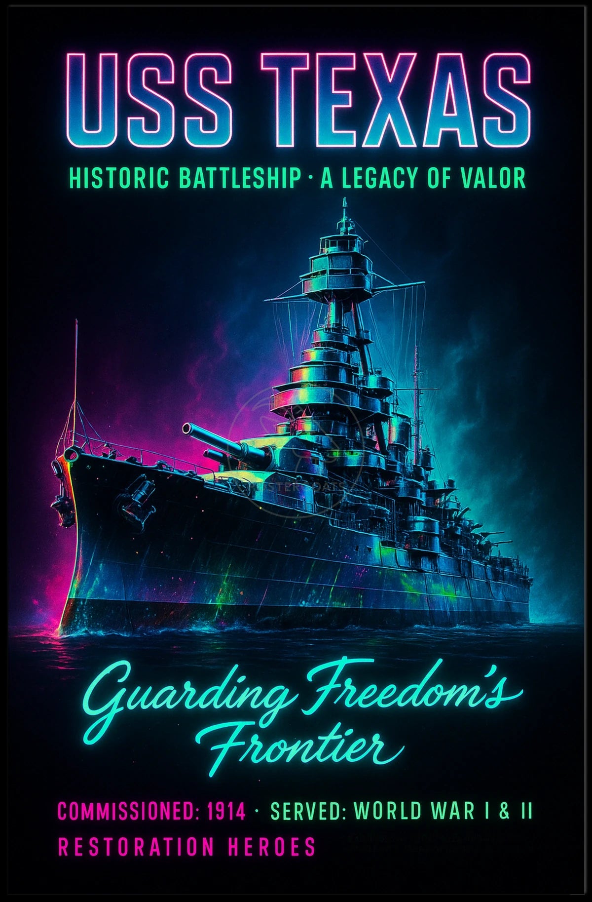 USS Texas Battleship Valor Historical or Presidential Poster