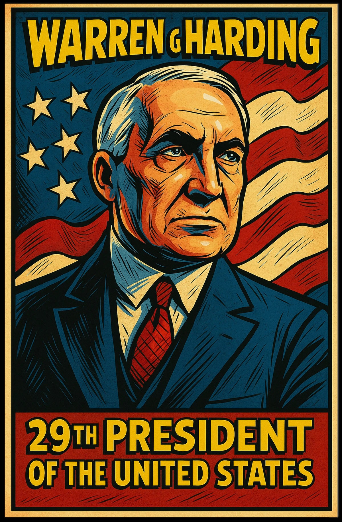 Warren G Harding 29th President Poster History Wall Art