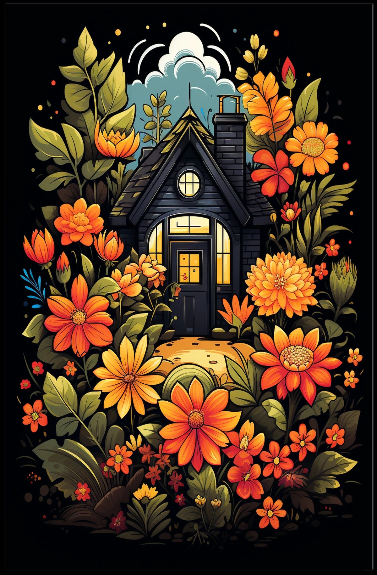 Enchanted Cottage In Bloom Poster