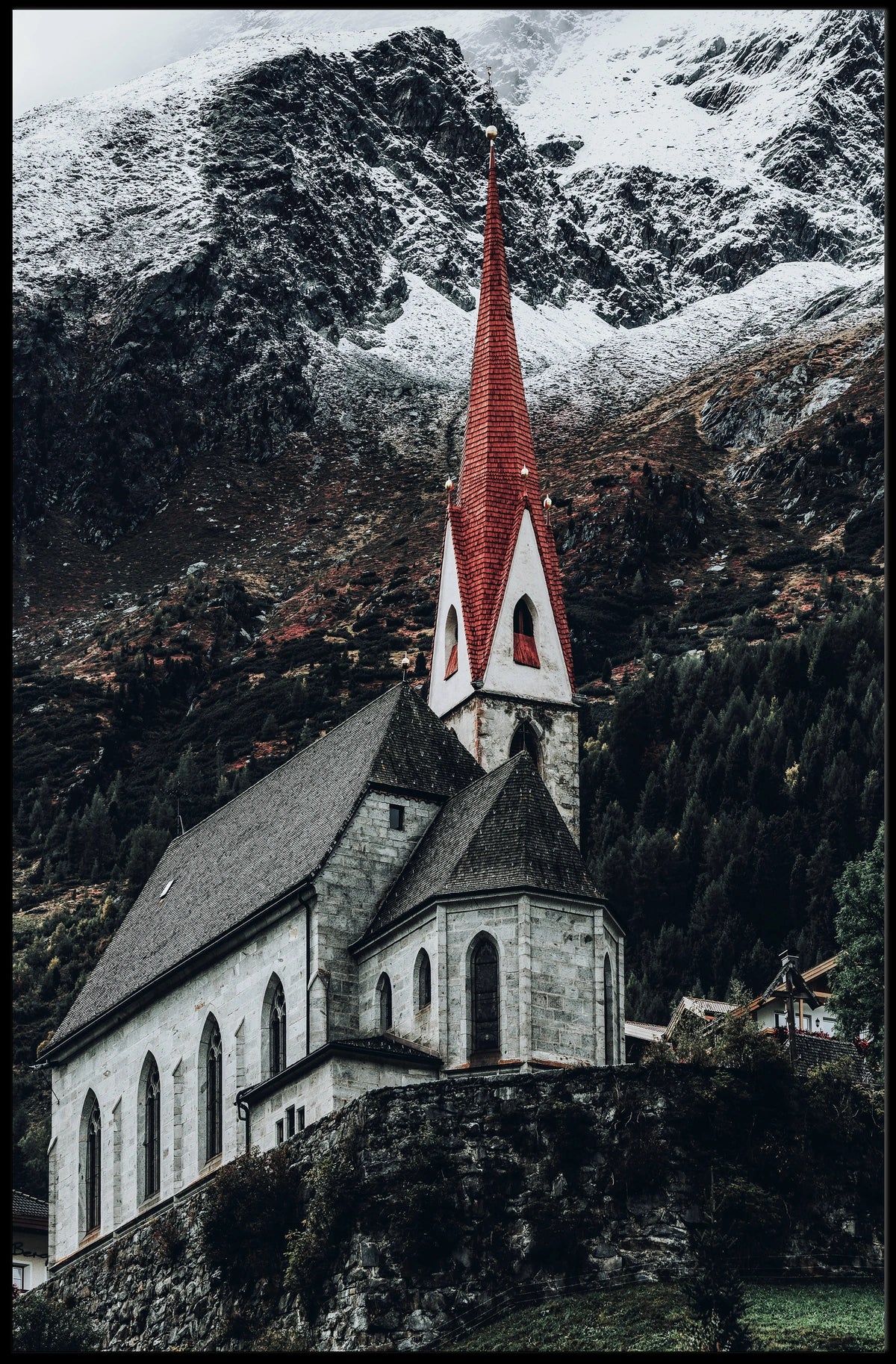Alpine Church In Winter Poster