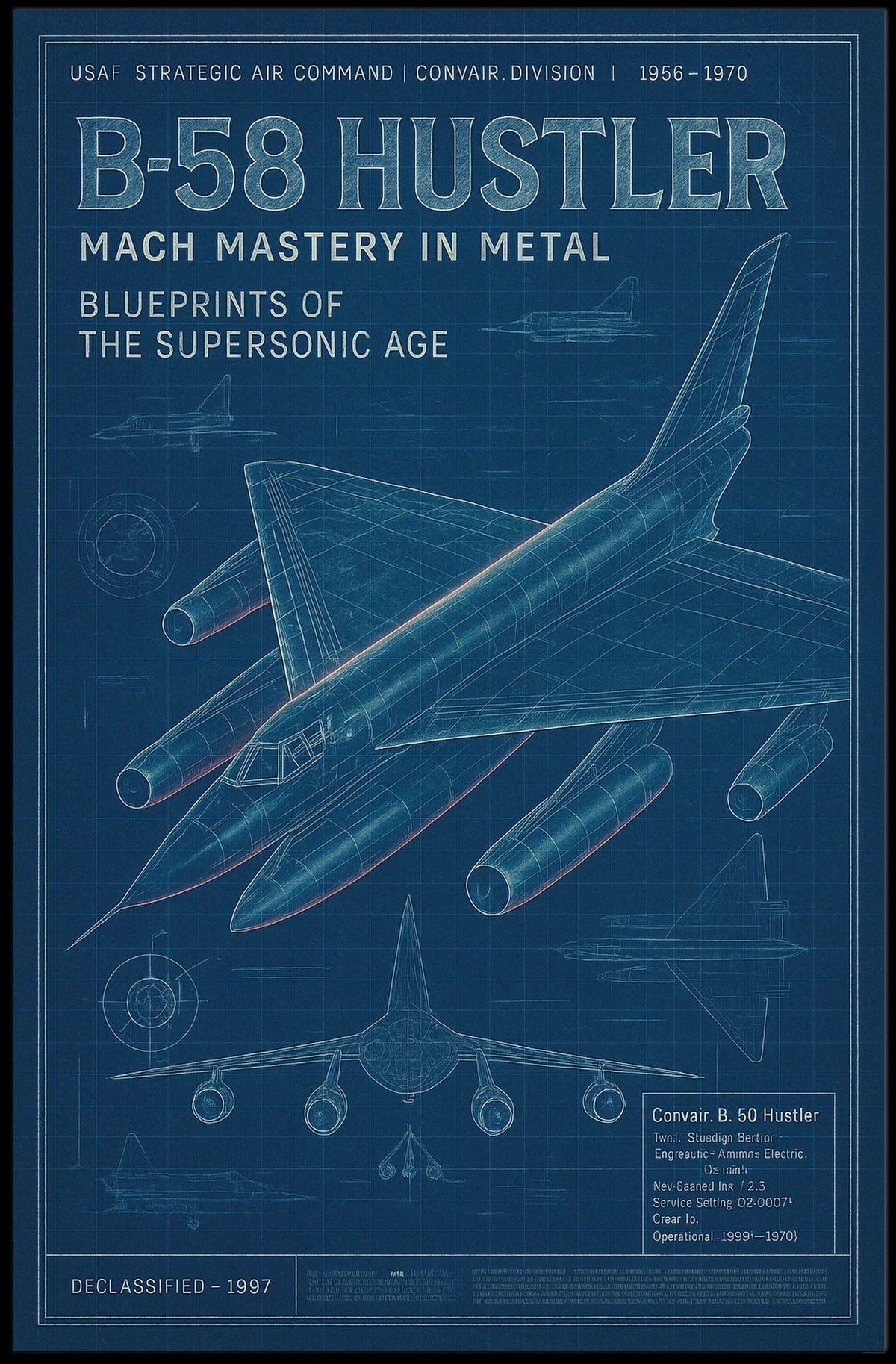 B-58 Hustler Mach Mastery in Metal Poster