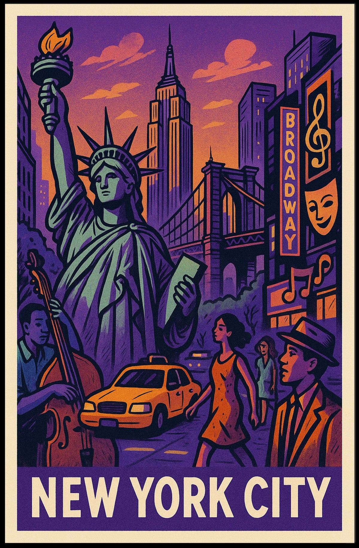 New York City Poster Vibrant Urban Art For Home Decor
