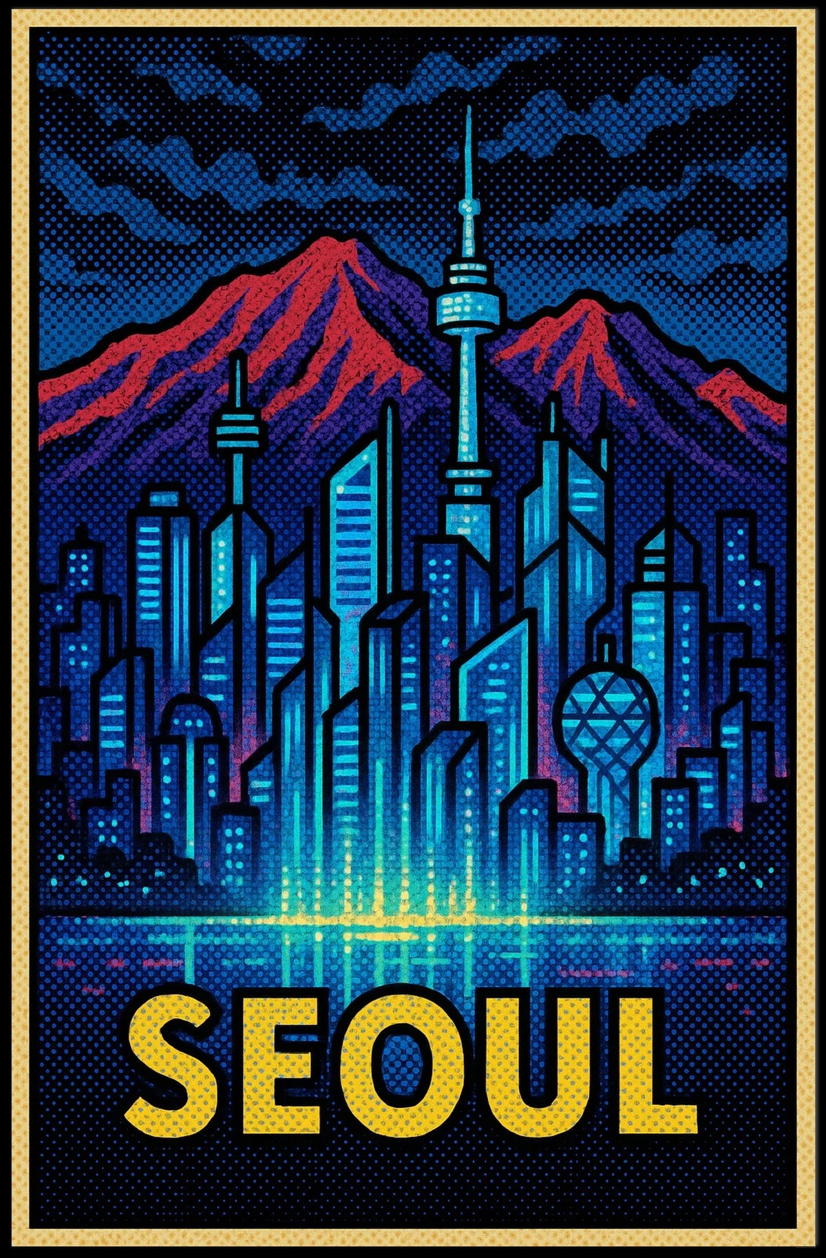 Seoul Skyline Art Poster