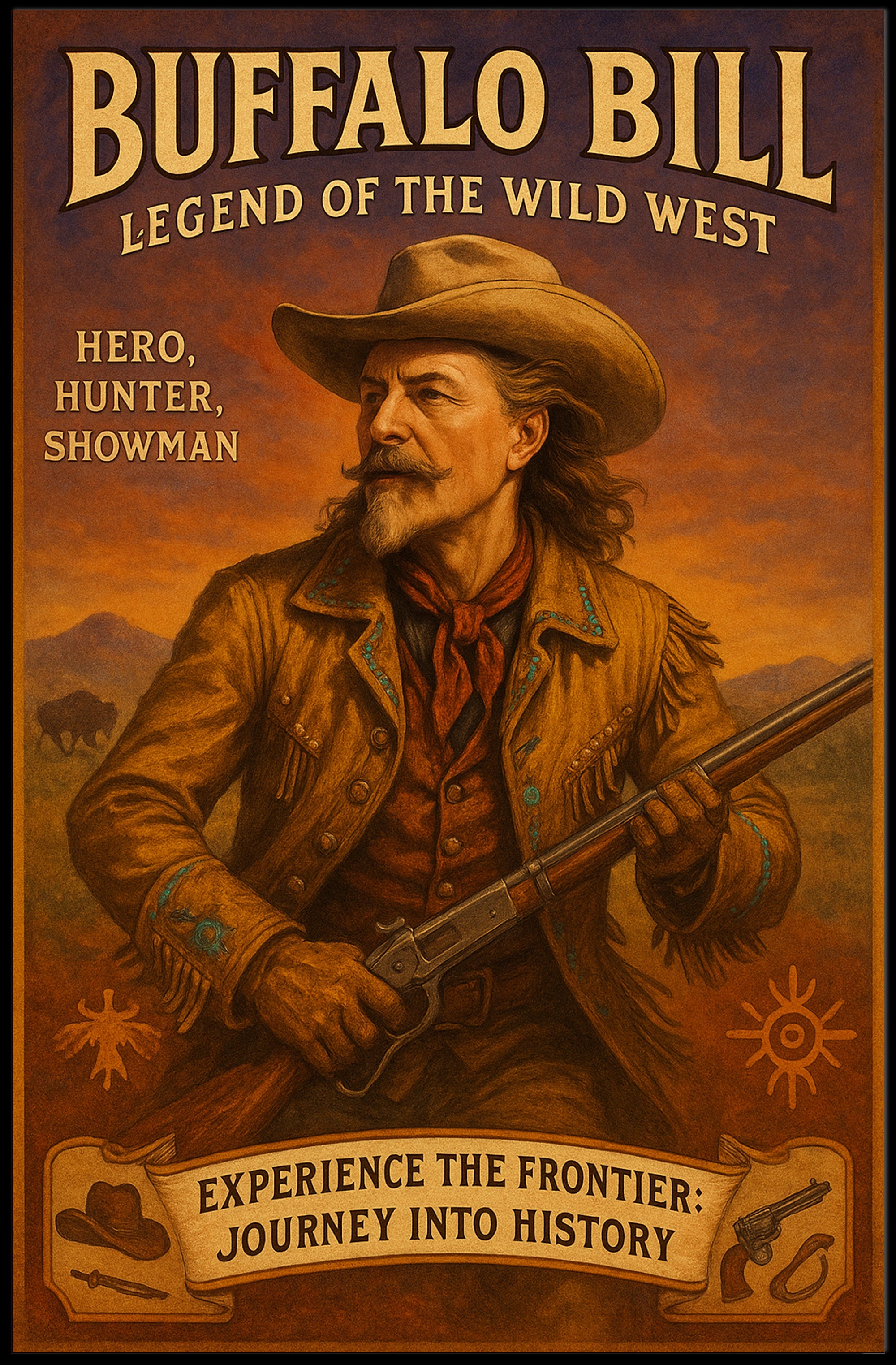 Buffalo Bill Legend Of Wild West Poster Vintage Wall Art