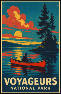 Voyageurs National Park Vintage Canoe Adventure Poster