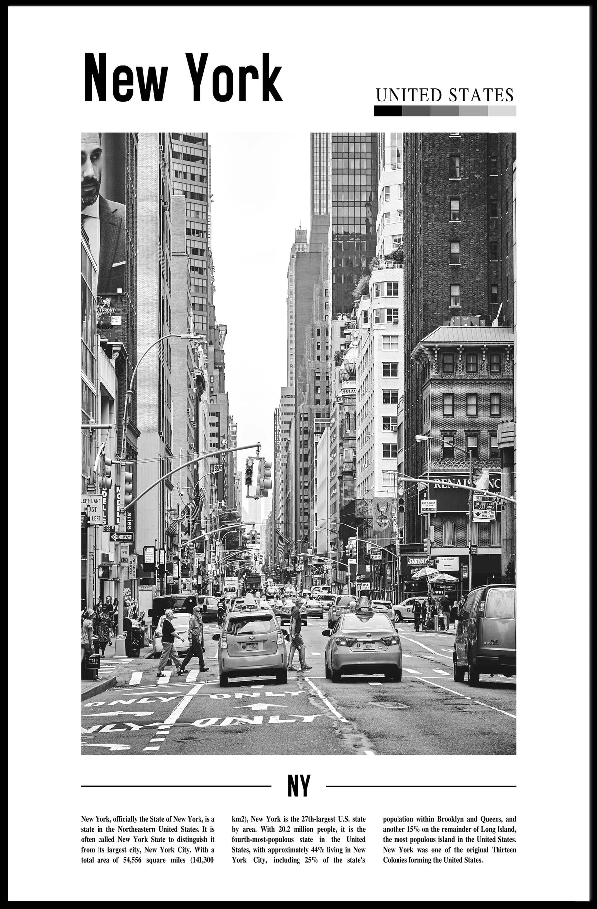 New York City Poster Modern Monochrome Cityscape Wall Art