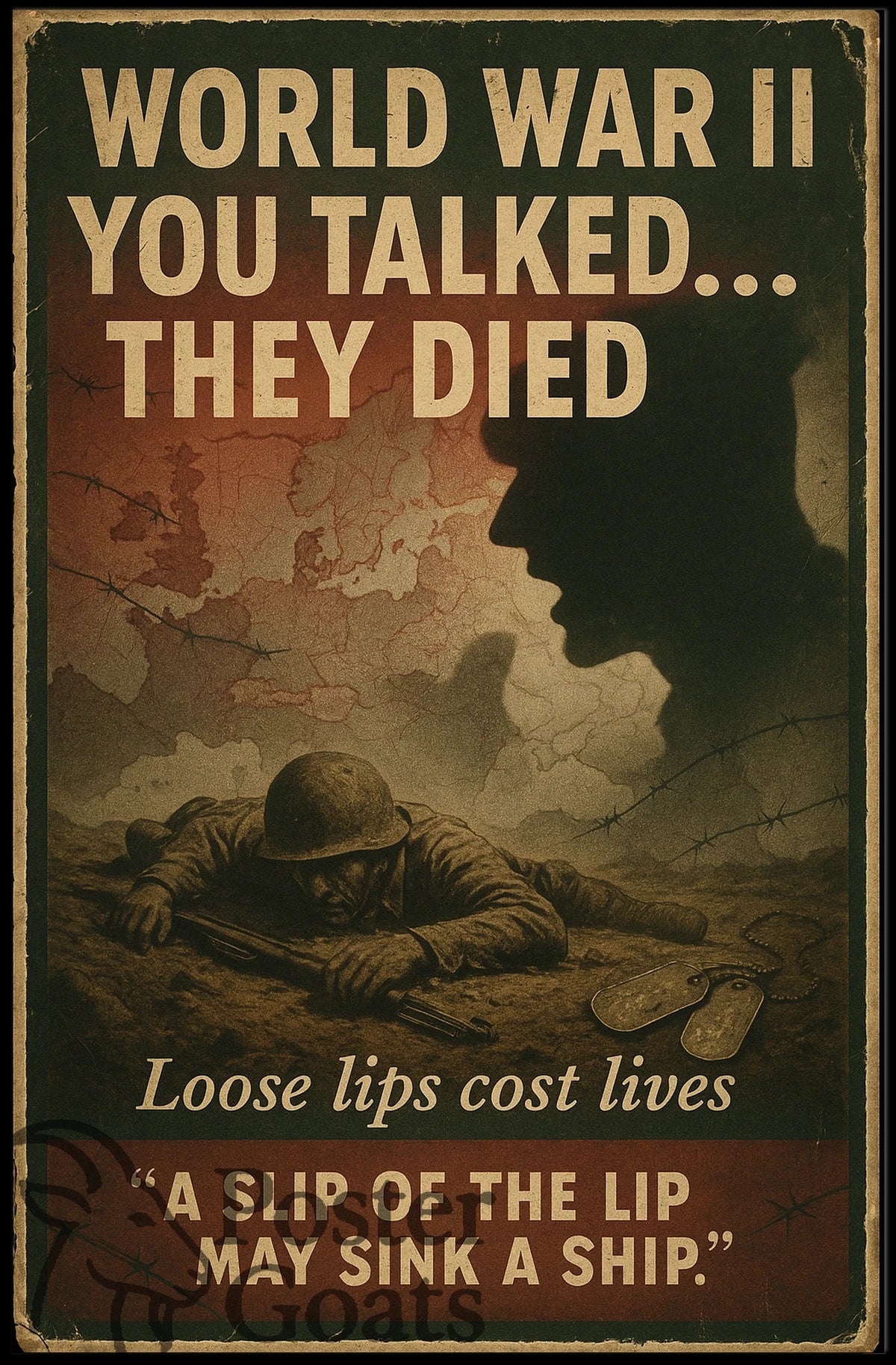 Loose Lips Sink Ships WWII Propaganda Poster