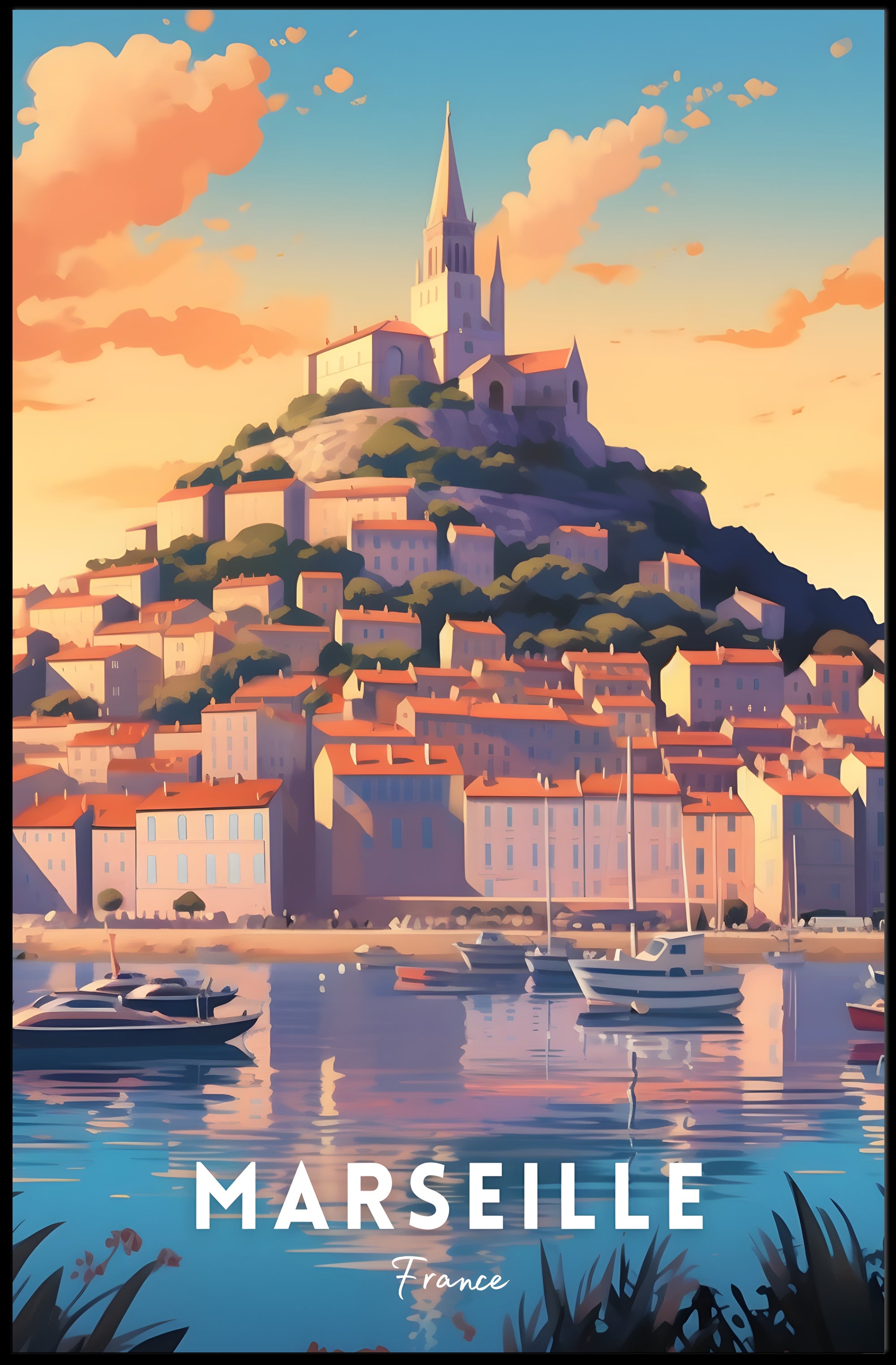 Marseille Notre-Dame de la Garde Travel Poster