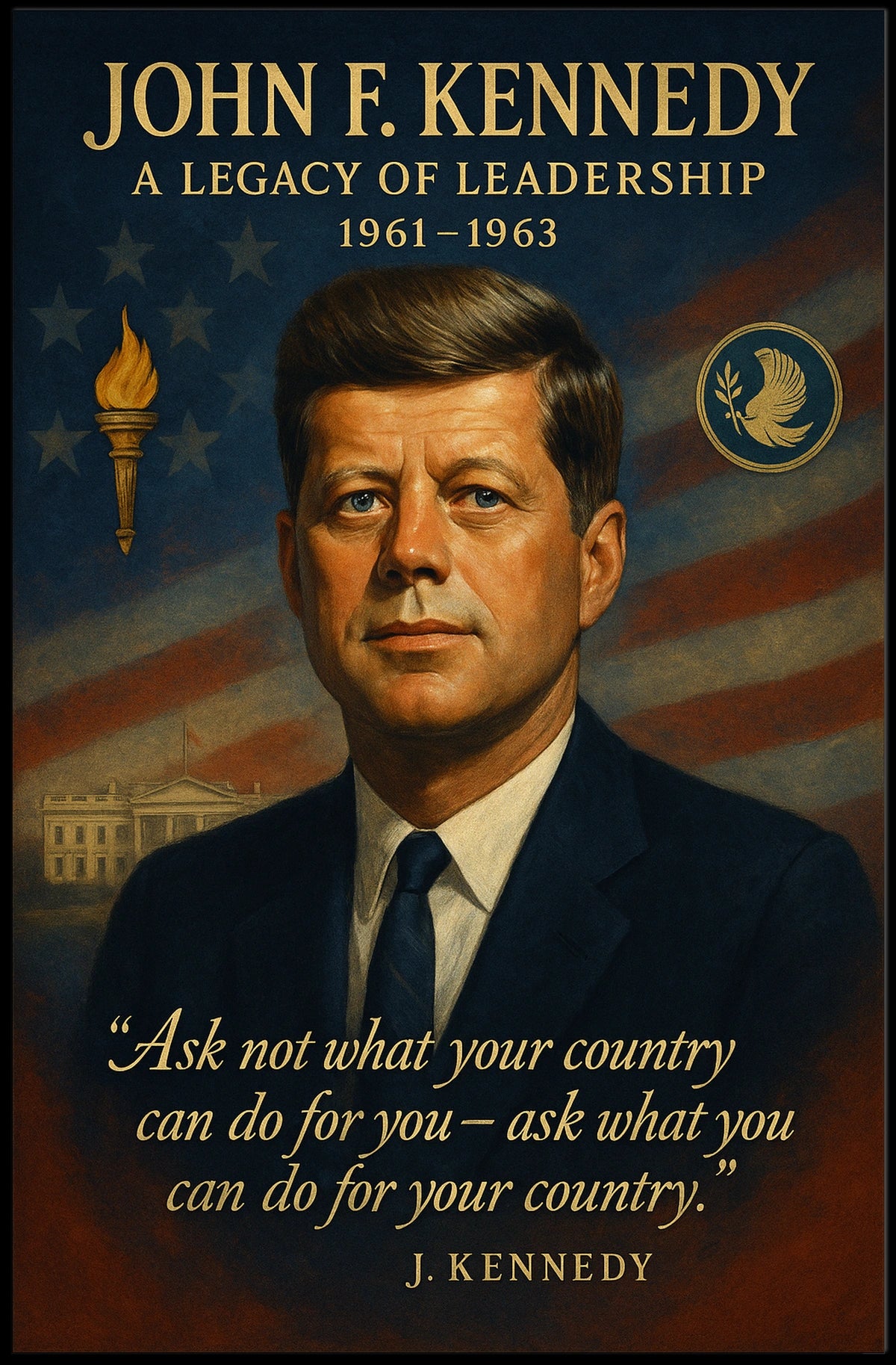John F. Kennedy Patriotic Vintage Poster Art