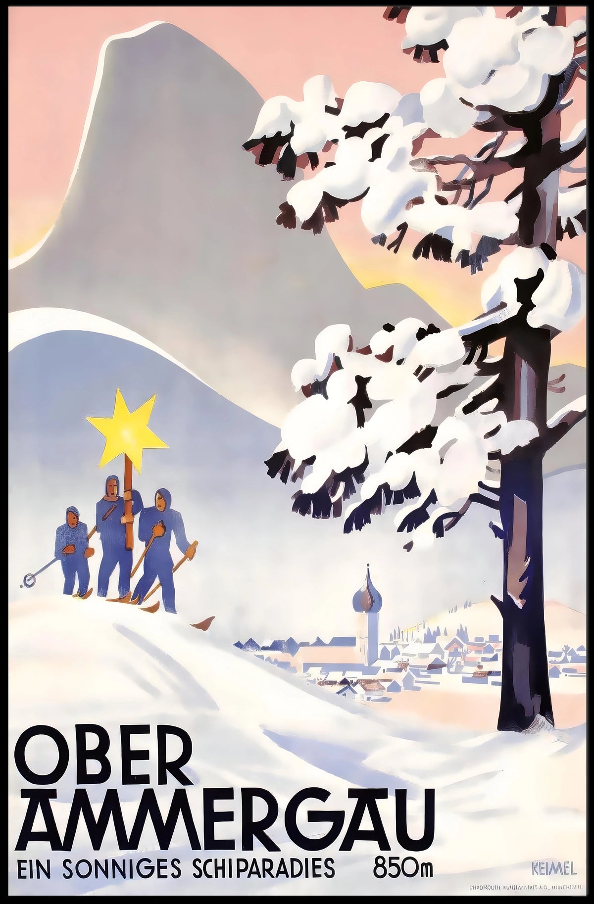 Oberammergau A Sunny Ski Paradise Poster