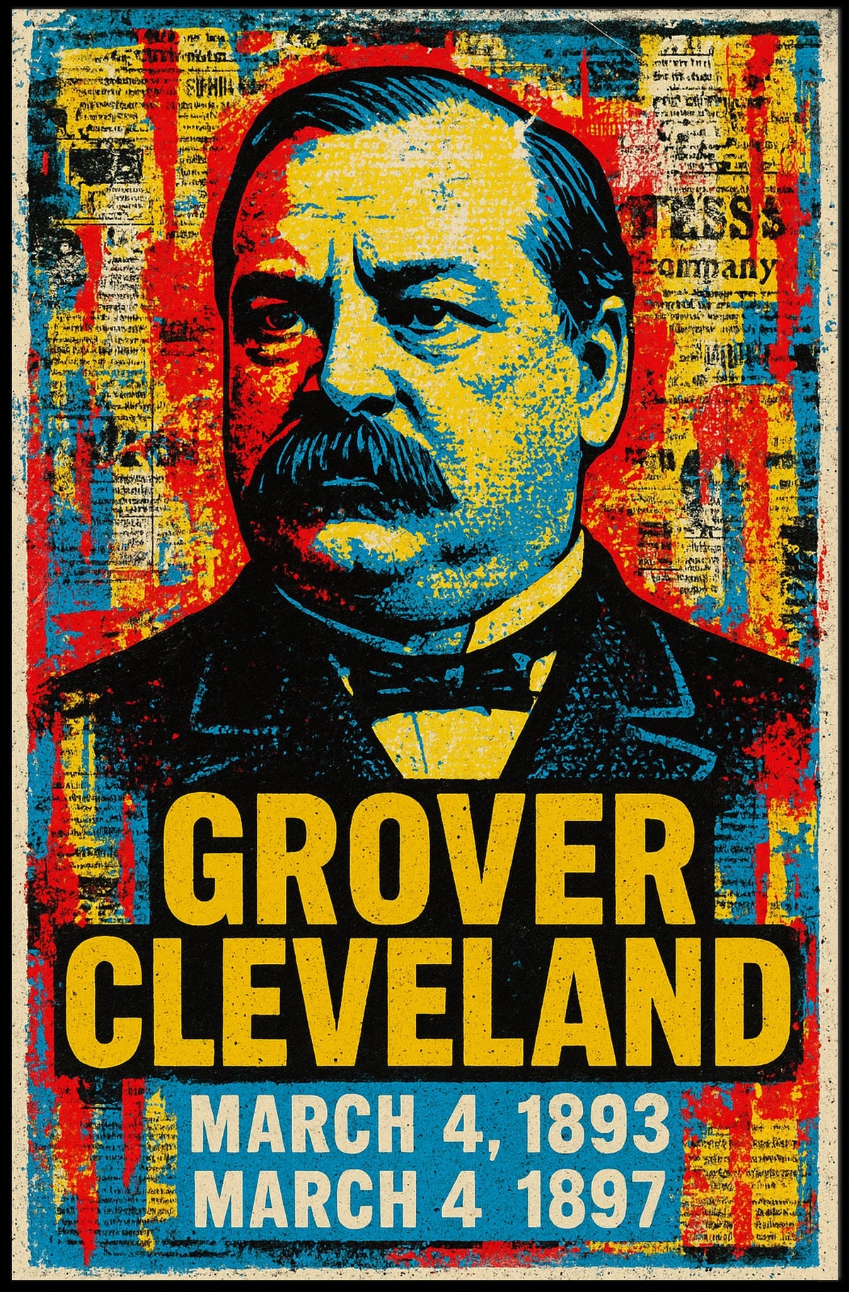 Grover Cleveland 24th President of the United States Street Art Mashup Poster