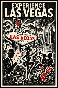 Las Vegas Poster Vibrant Neon Skyline For Home Decor