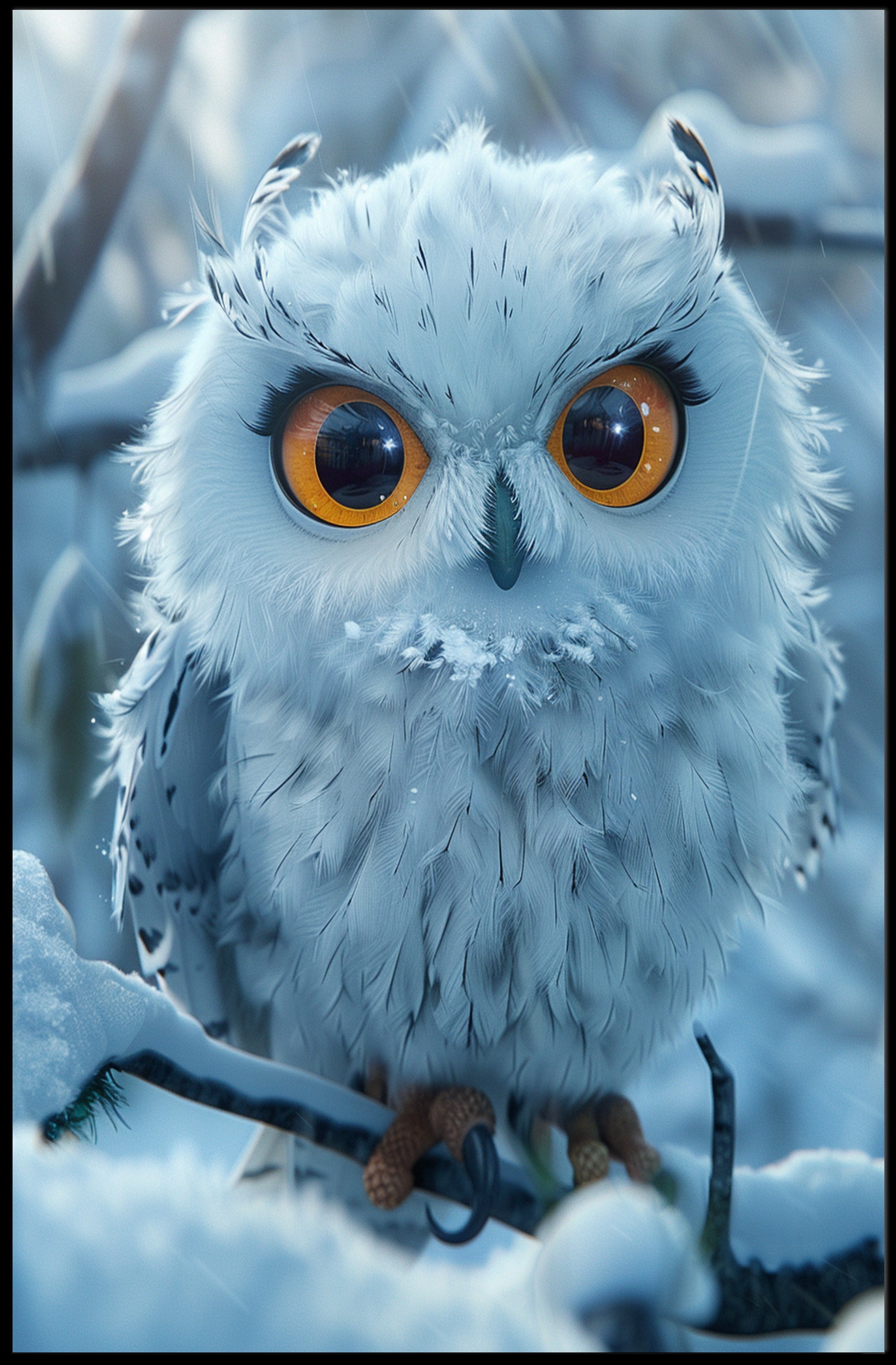 Majestic Snowy Owl Photorealistic Winter Poster PosterGoat